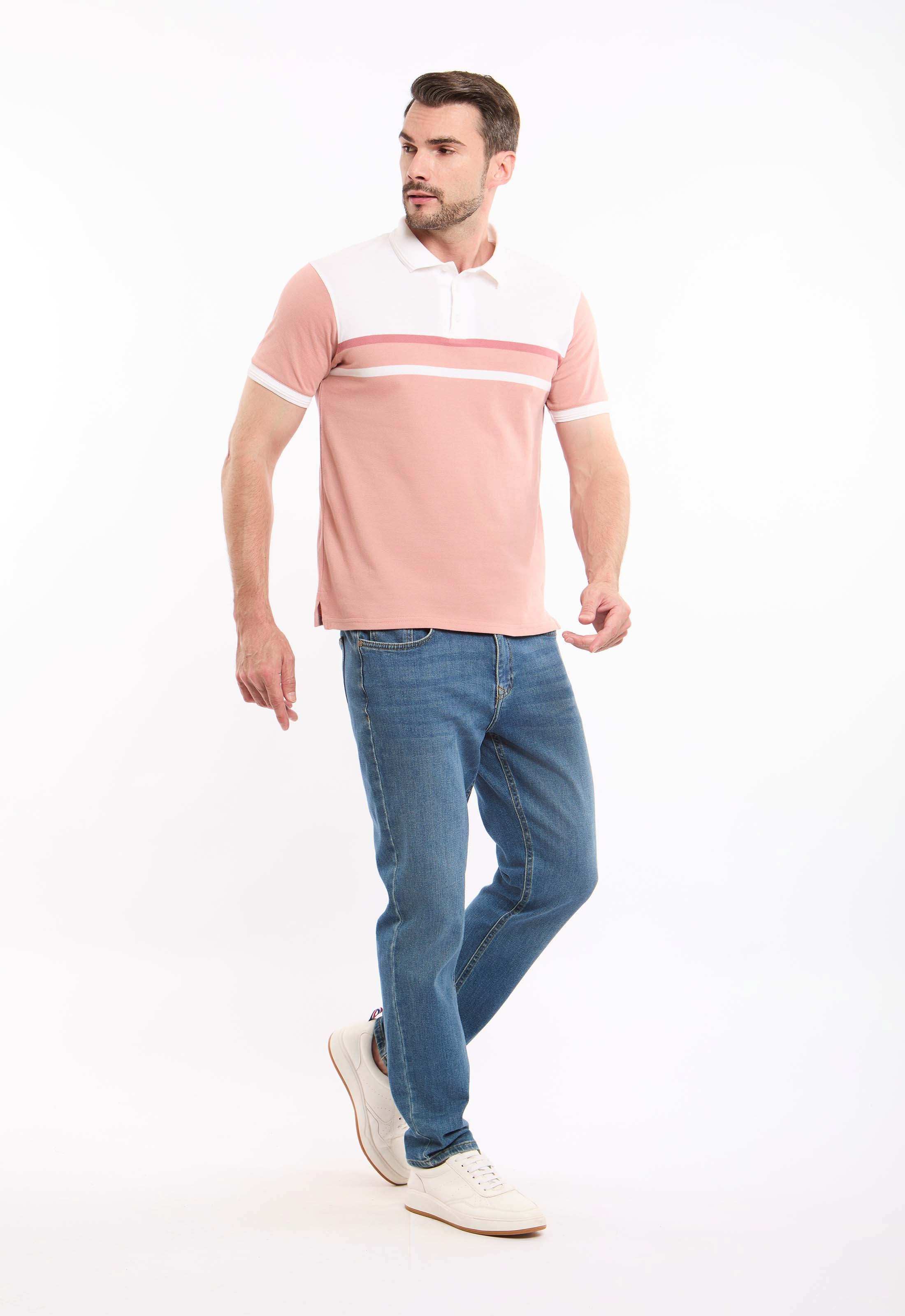 Dual-Tone Short Sleeves Pique Polo Shirt - Image 2
