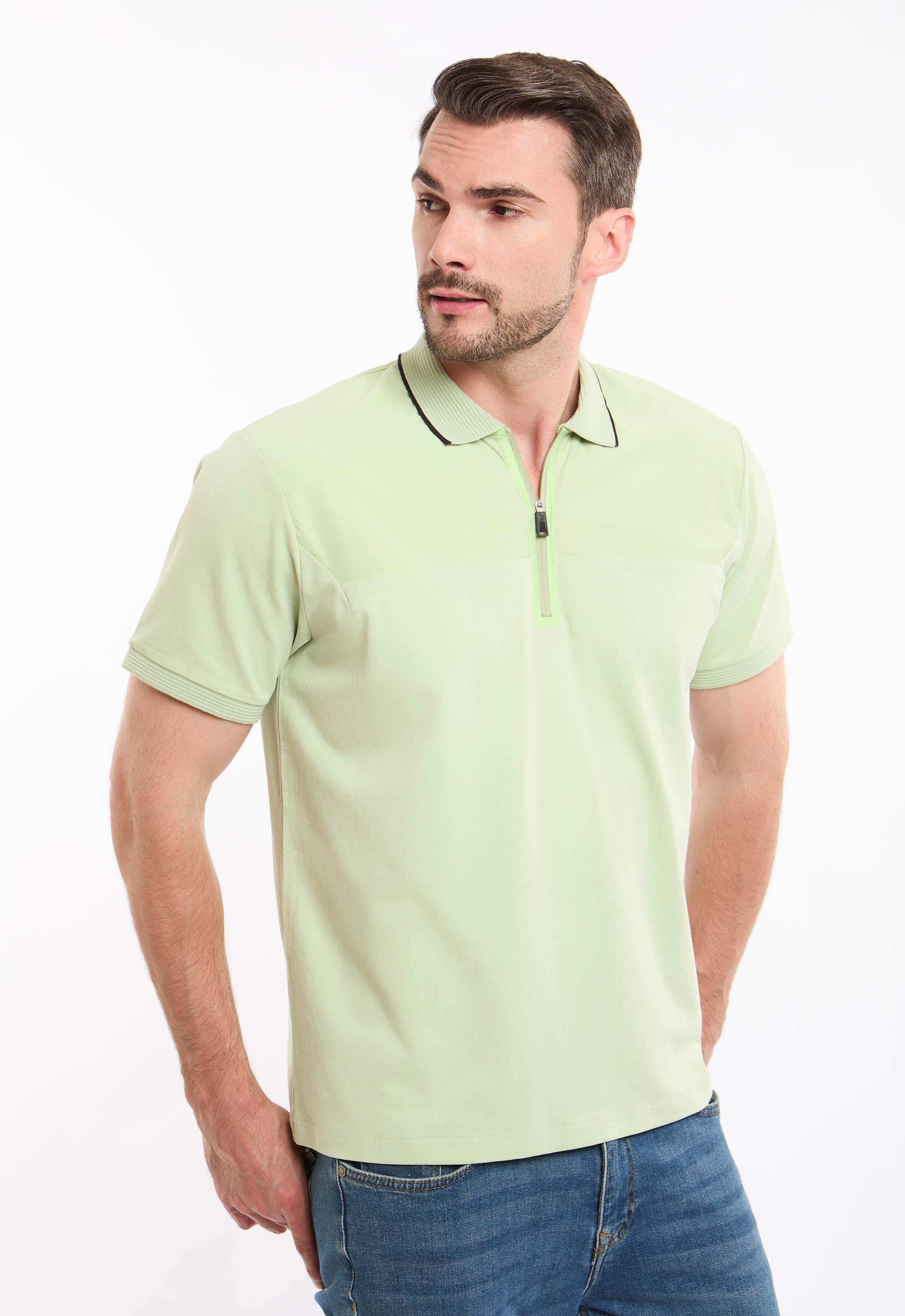 Lined Turn Down Collar Zipped Polo Shirt - Image 7