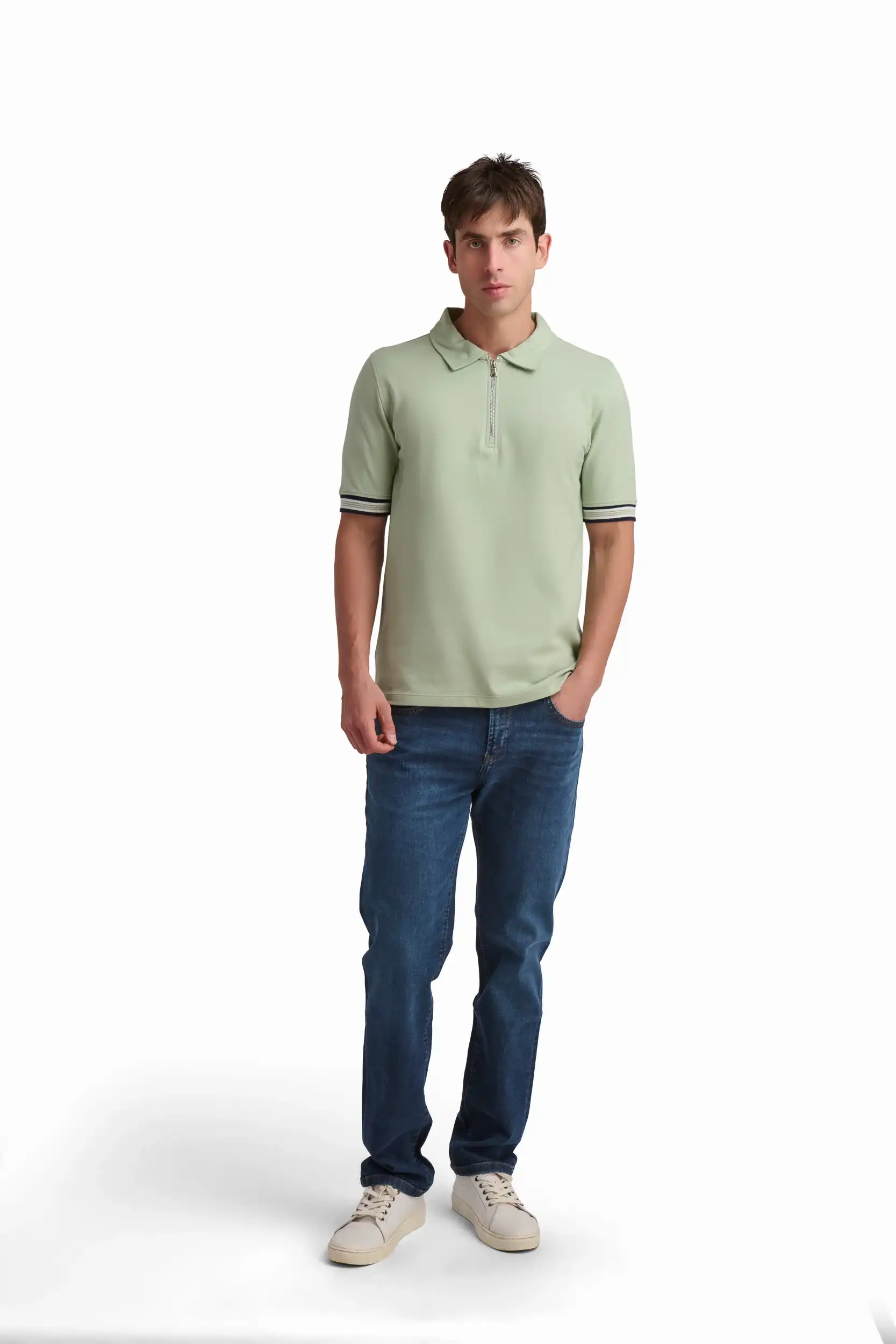 Off-White Zip Polo Shirt - Image 5