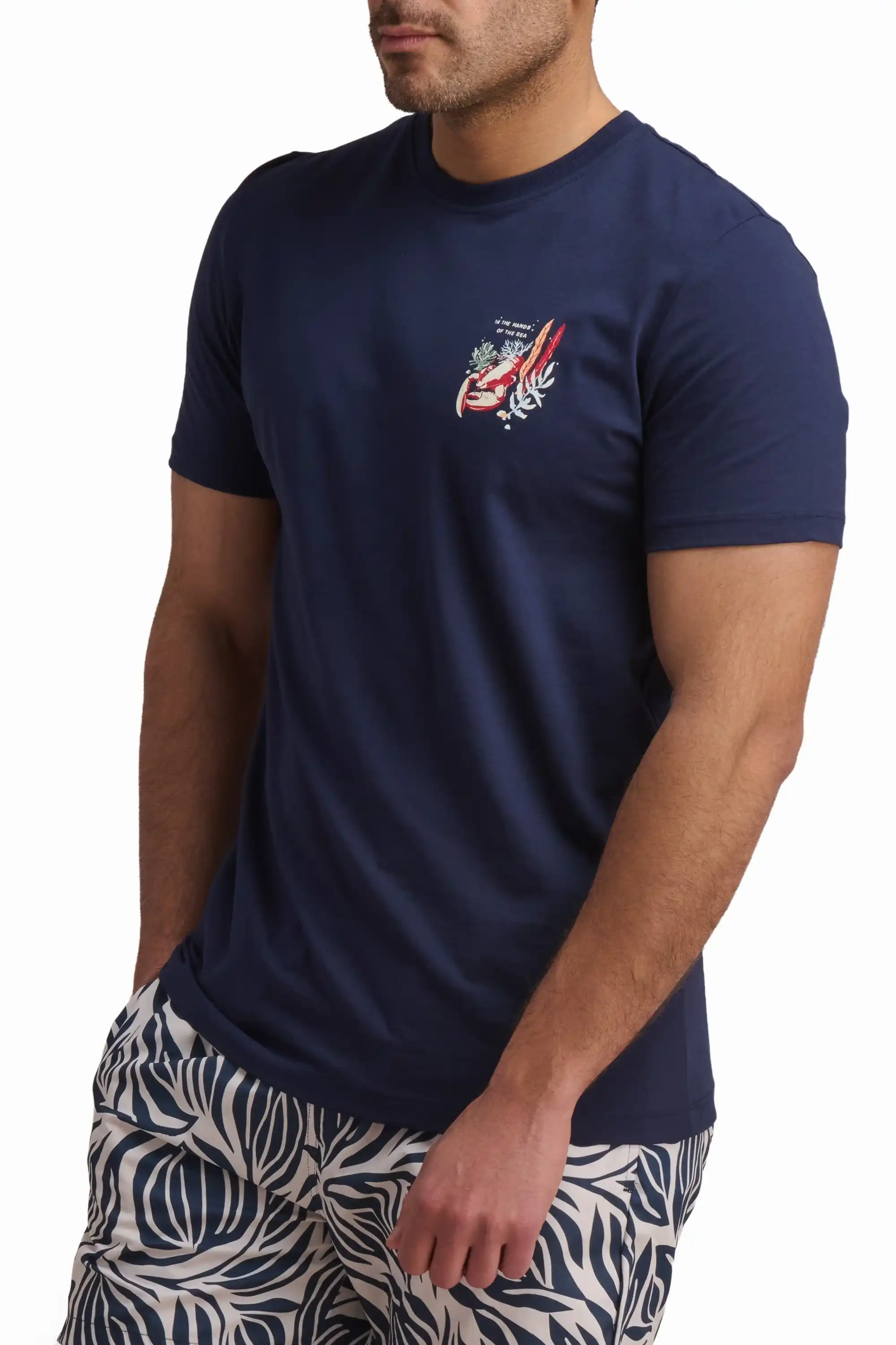 Navy Graphic Cotton T-Shirt - Image 3