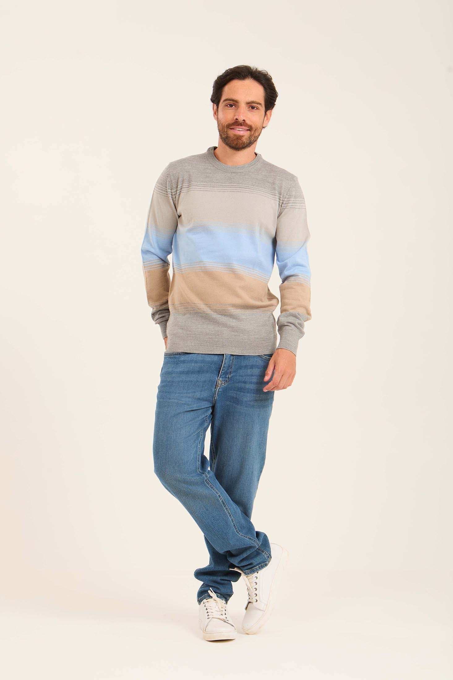 Men Striped Regular Fit Pullover Multicolor - Image 4
