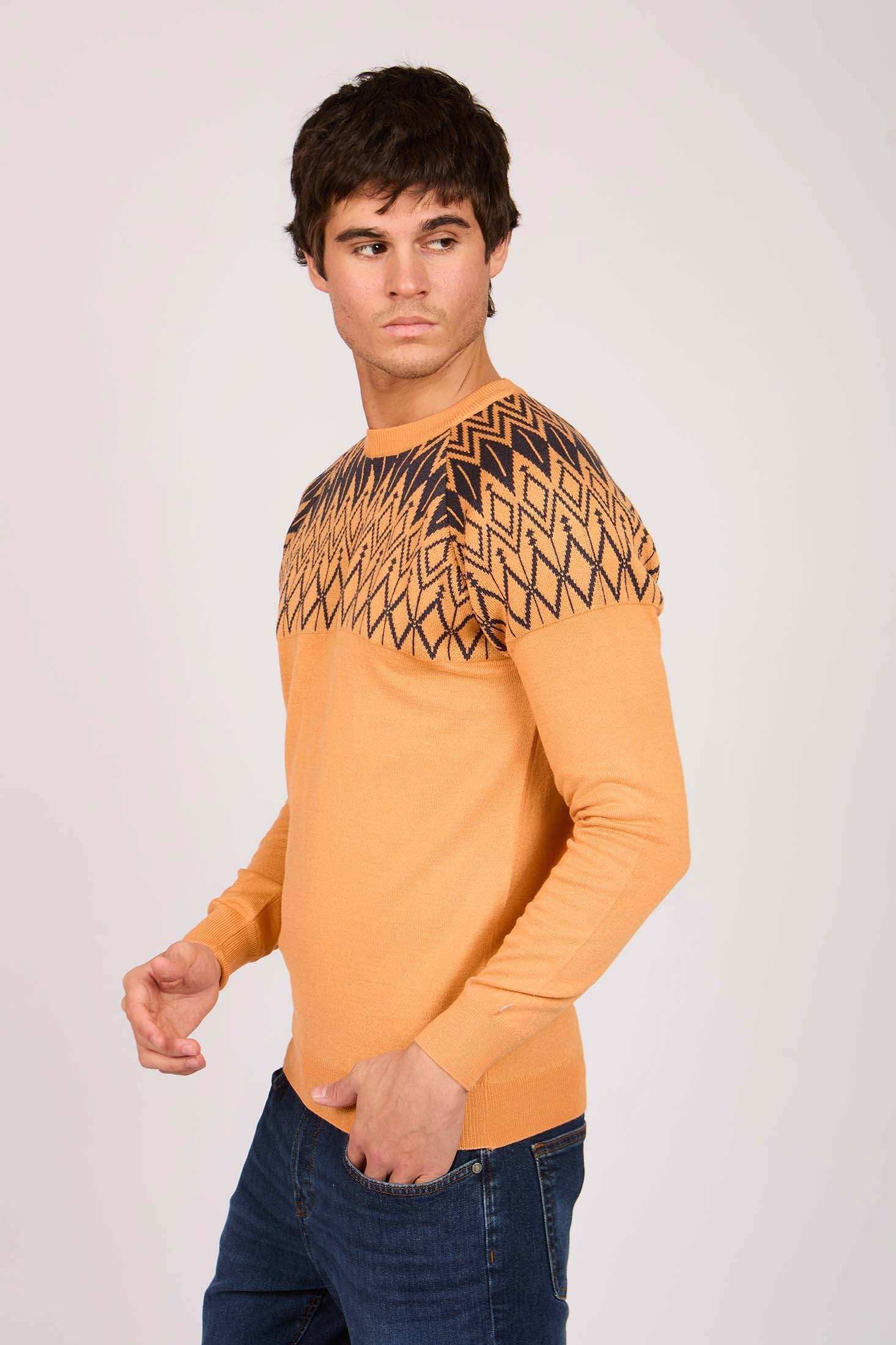 Men Regular Fit Pullover Orange - Image 3