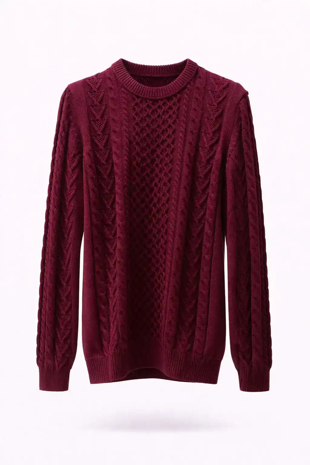 Burgundy Cable-Knit Sweater