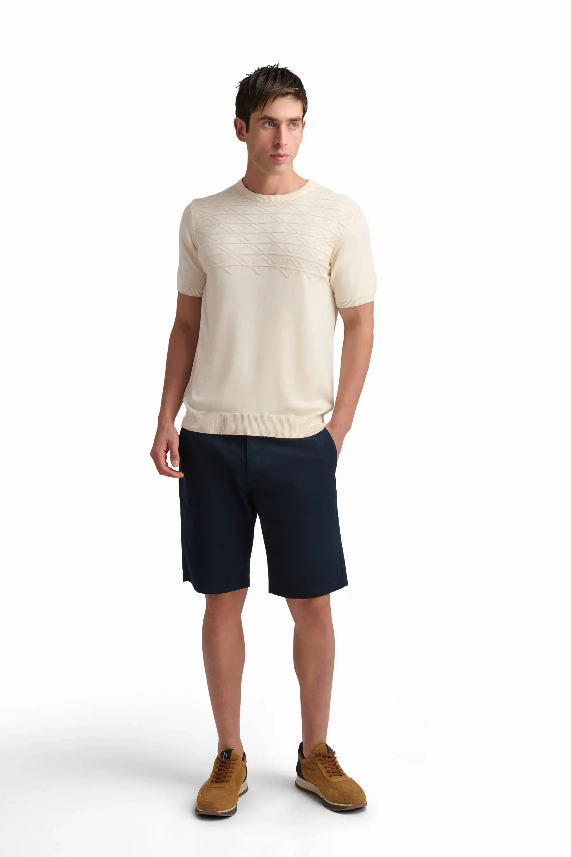 Textured Knit Short Sleeve T-Shirt