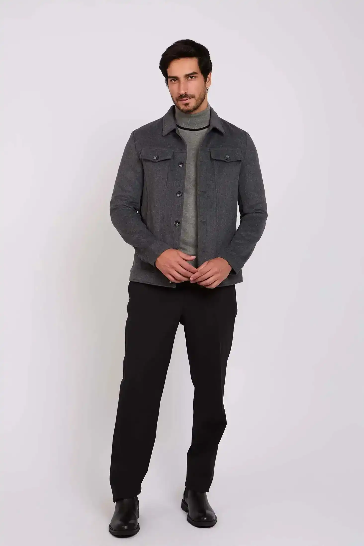 Men Regular Fit Jacket Grey