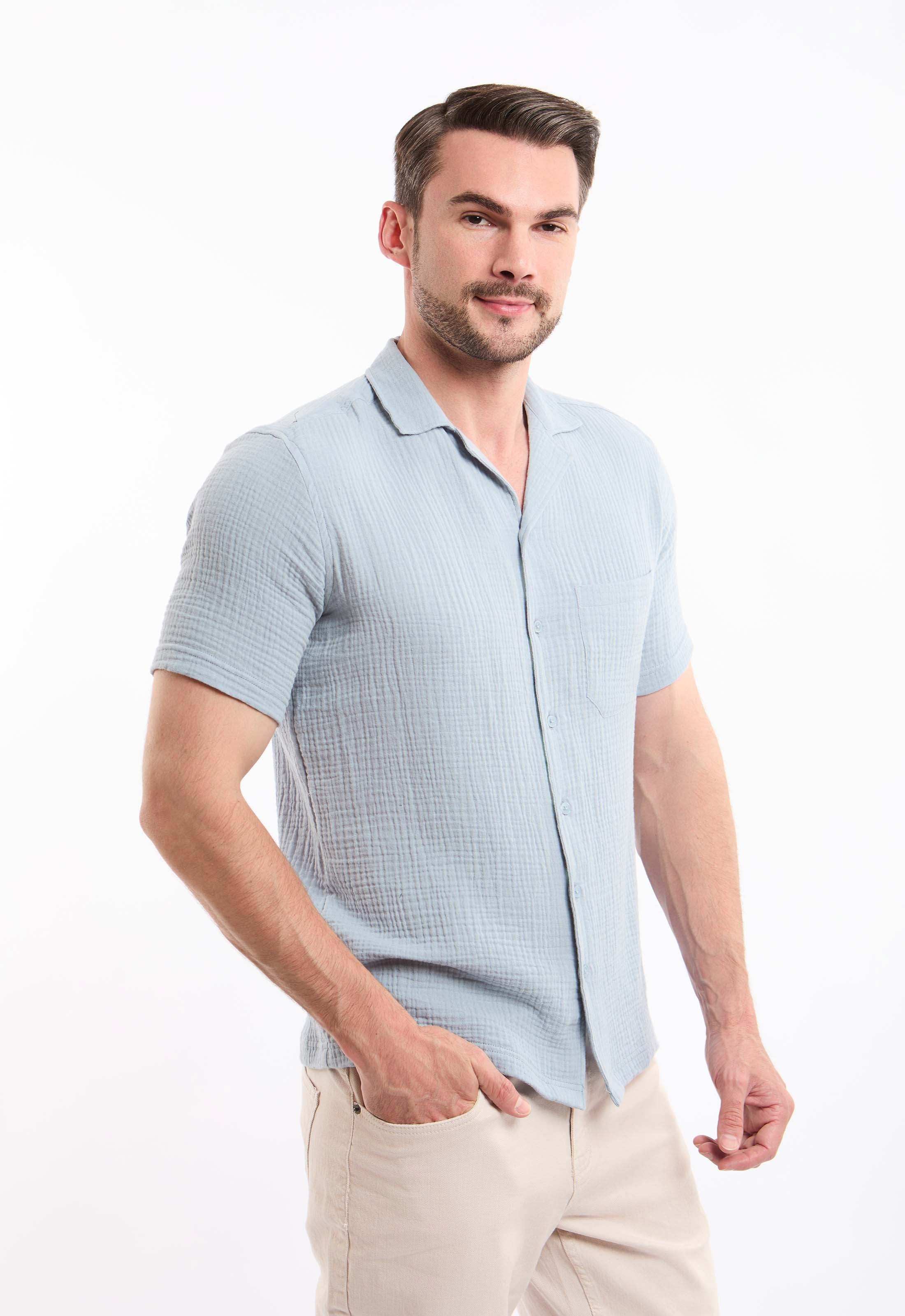 Textured Short Sleeves Shirt with Front Pocket - Image 2