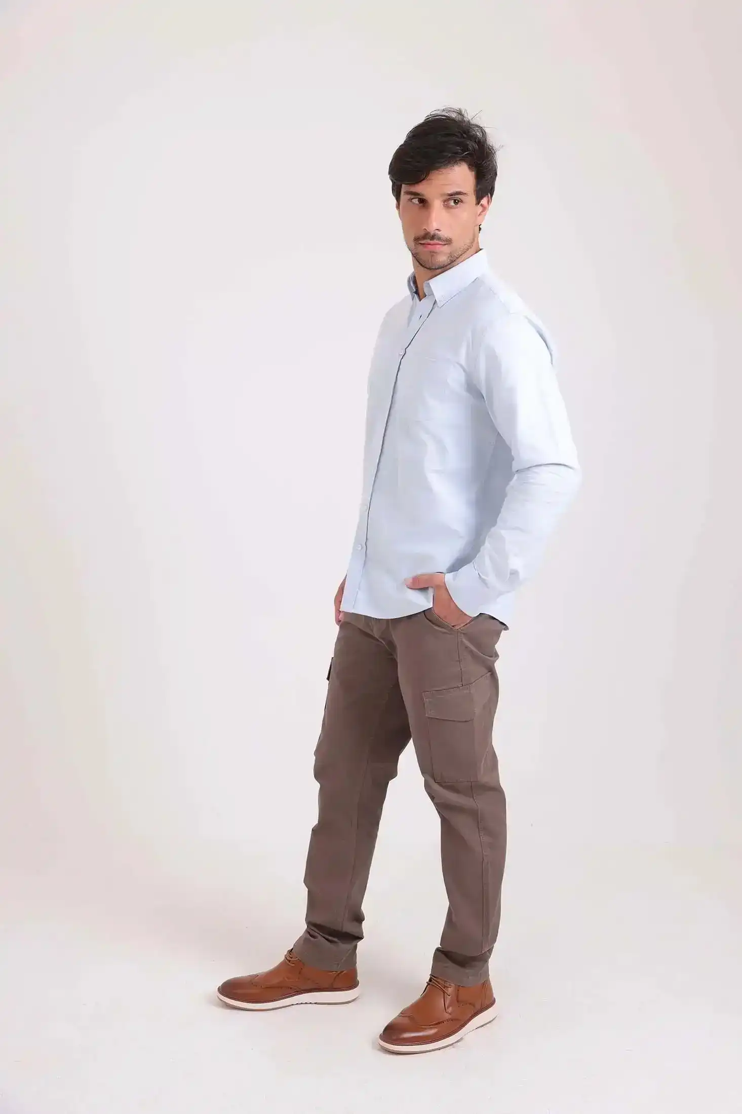 Solid Long Sleeves Shirt with Pocket - Image 3