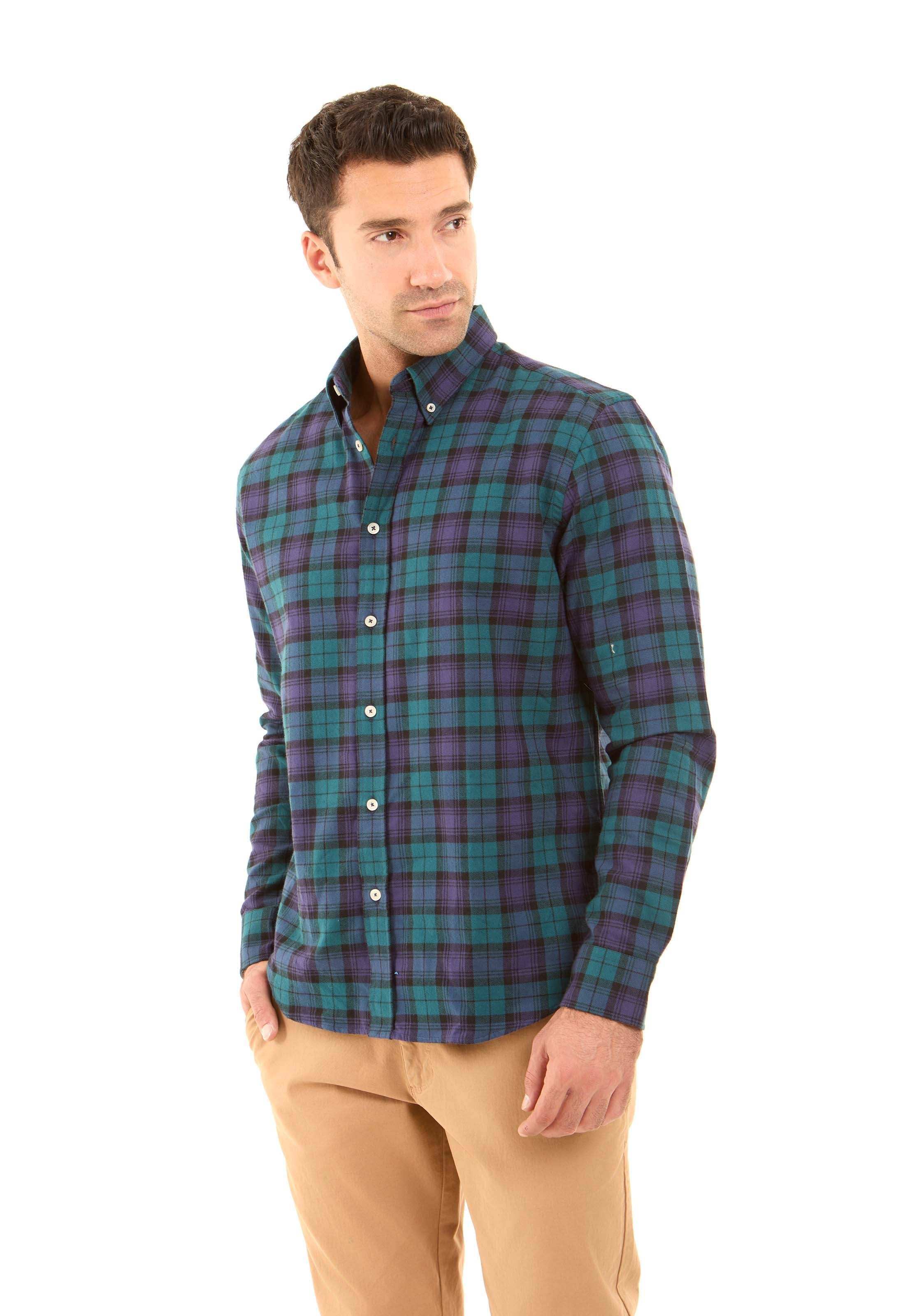 Casual Tartan Shirt with Turn Down Collar - Image 2
