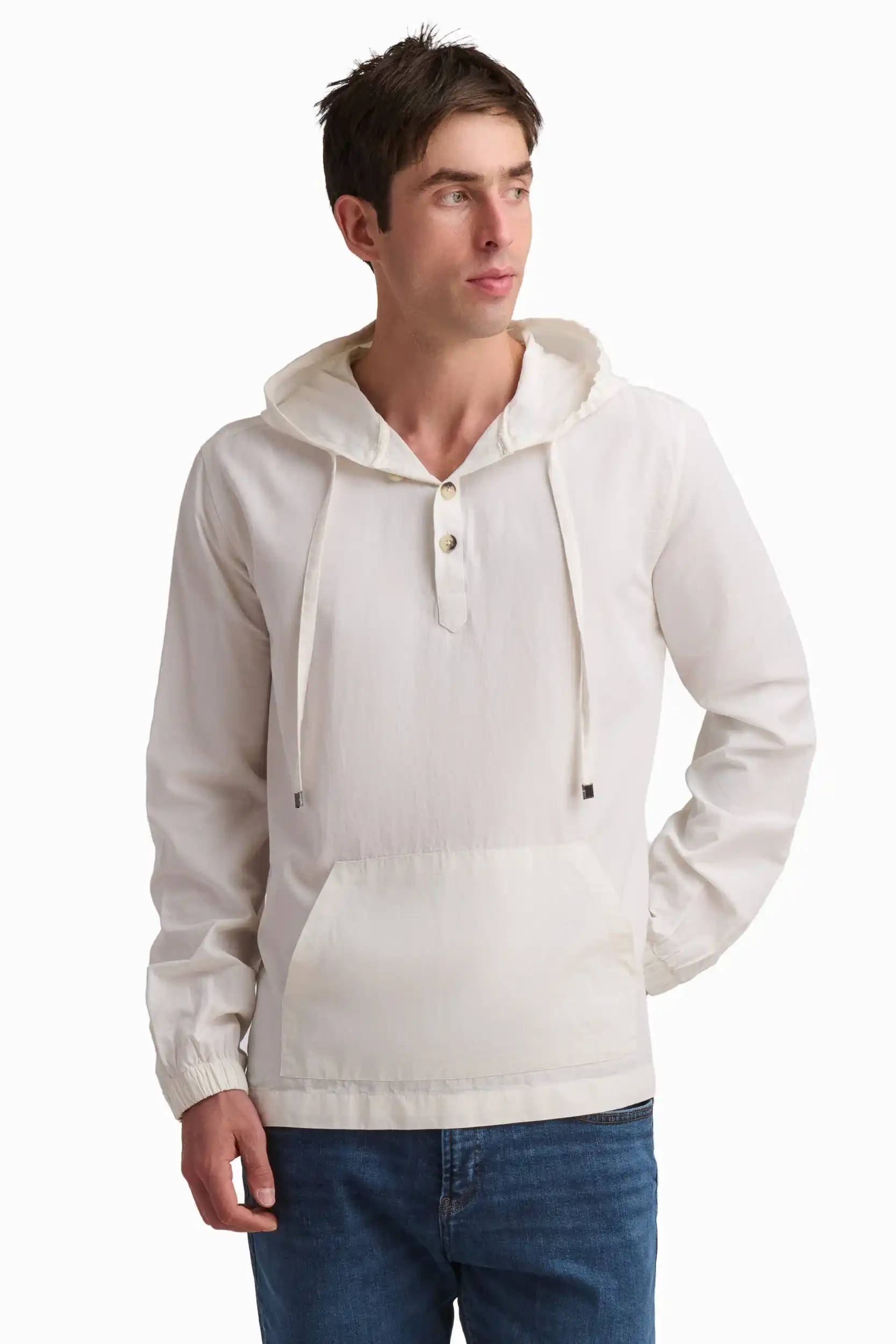 Off-White Linen Hooded Top - Image 2