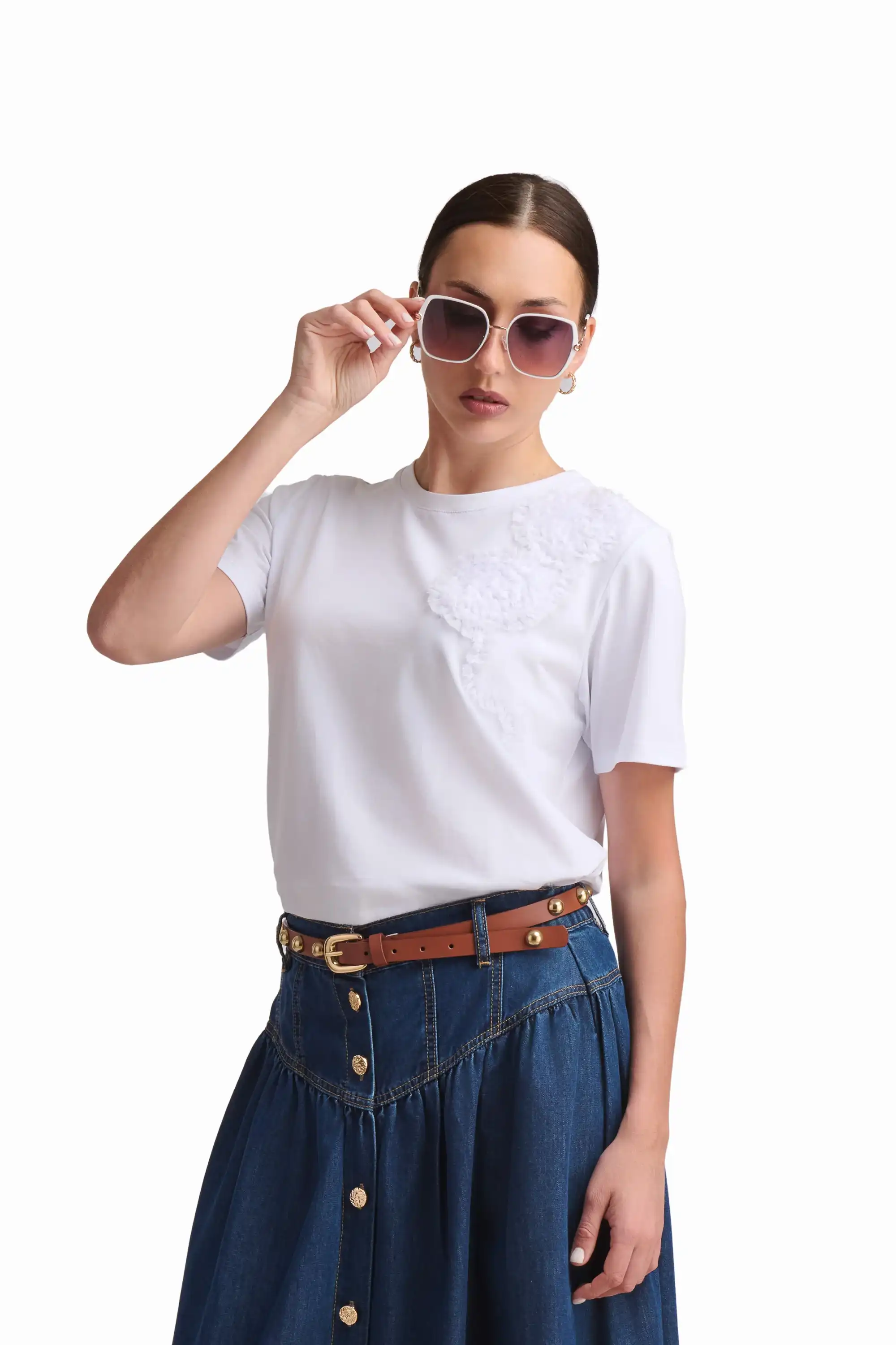 Floral Appliqu̩ Viscose T-Shirt - Image 2