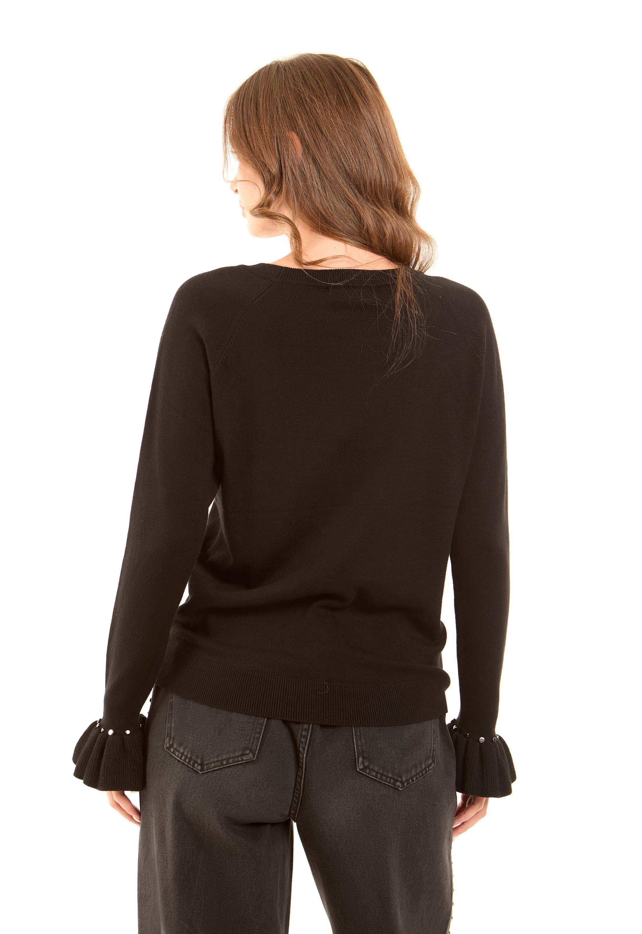 Metal Studs Pullover with Ruffled Pullover - Image 4
