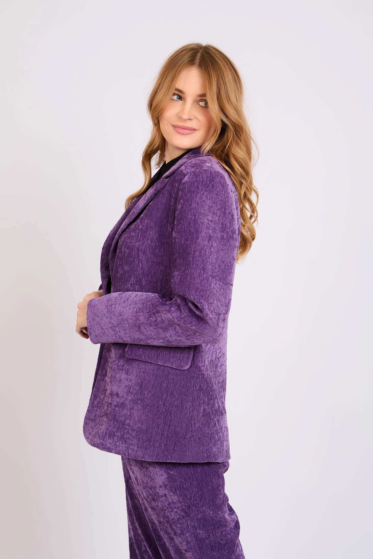 Women Regular Fit Blazer Purple - Image 3