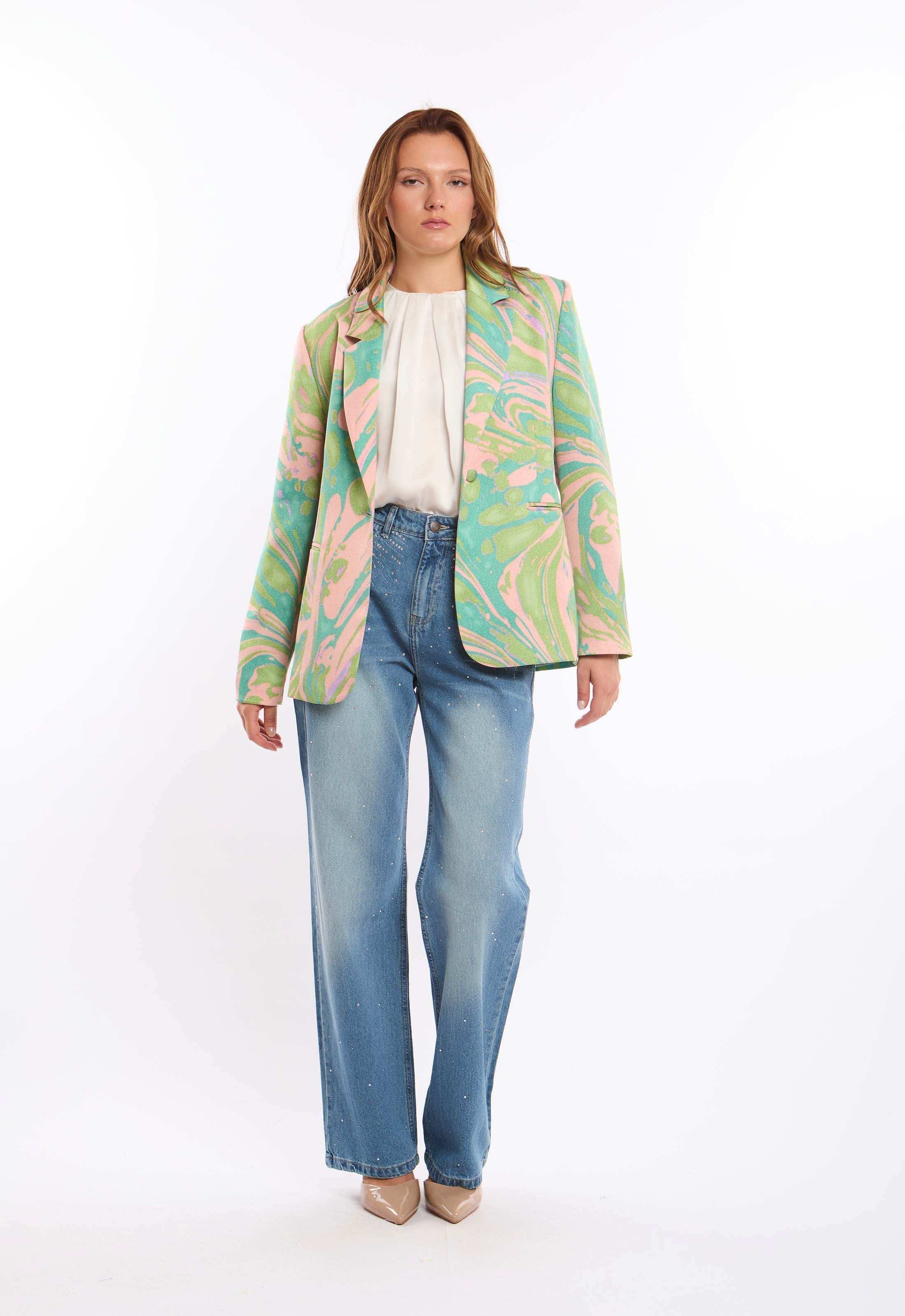 Marble-Print Tailored Blazer - Image 4