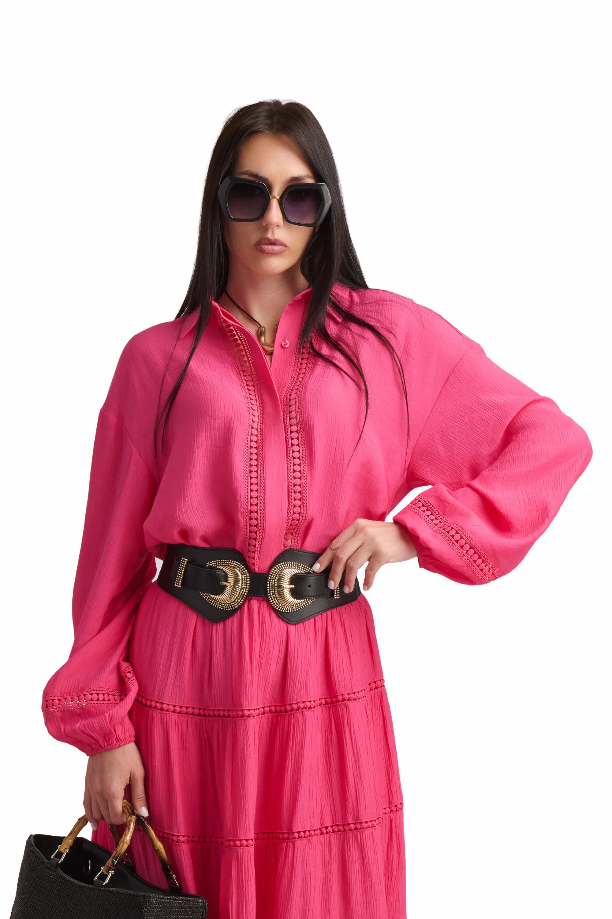 Fuchsia Lace-Trim Shirt - Image 2