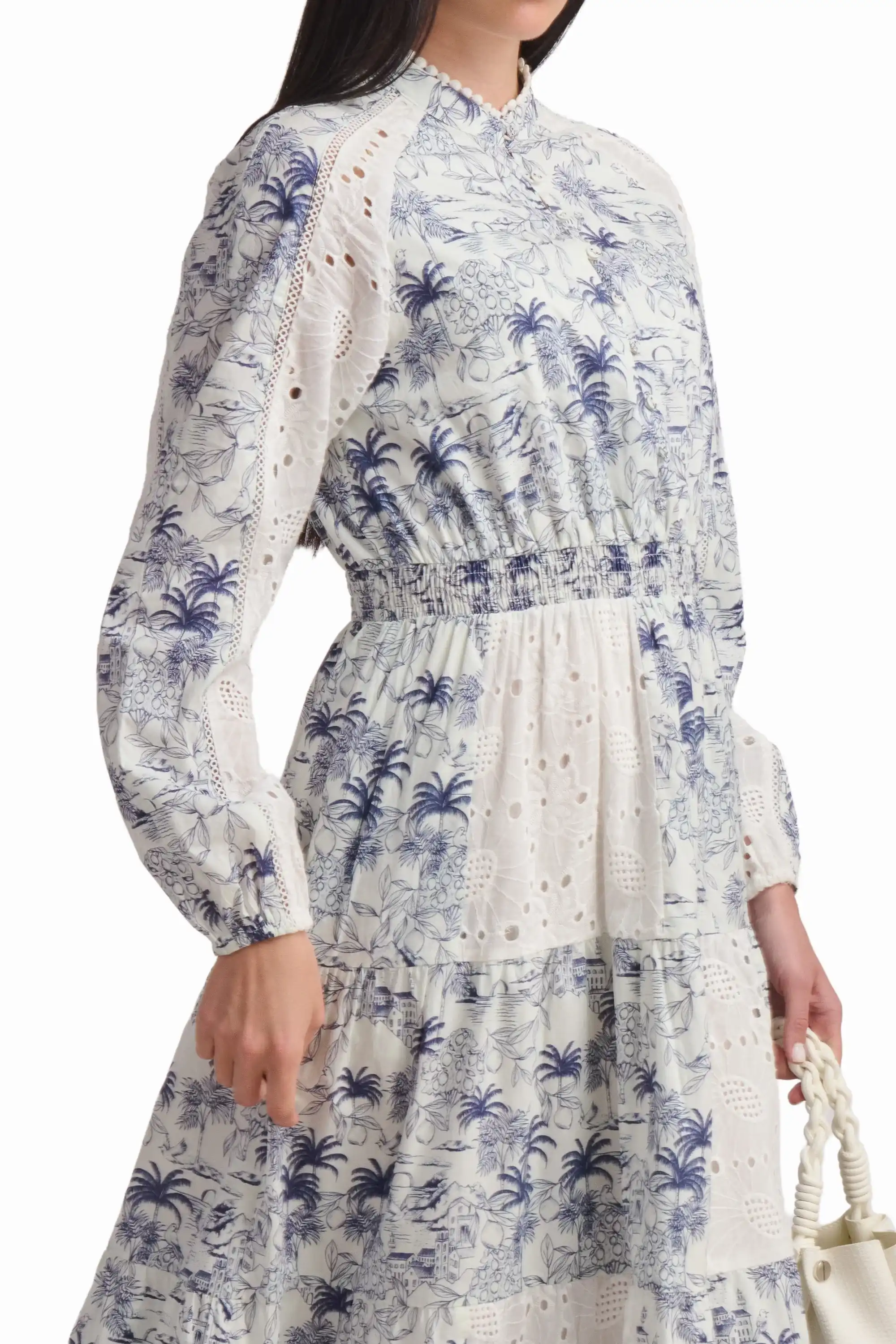Blue Toile Lace Panel Maxi Dress - Image 4