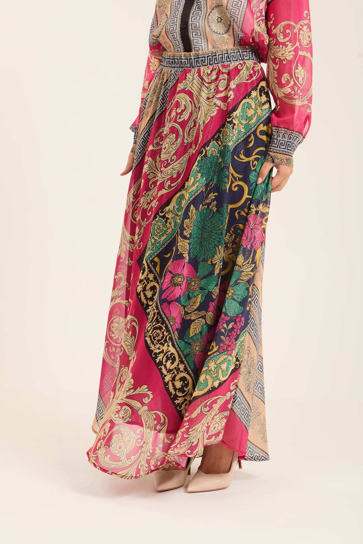 Multi-Patterns Elastic Waist Casual Skirt - Image 4