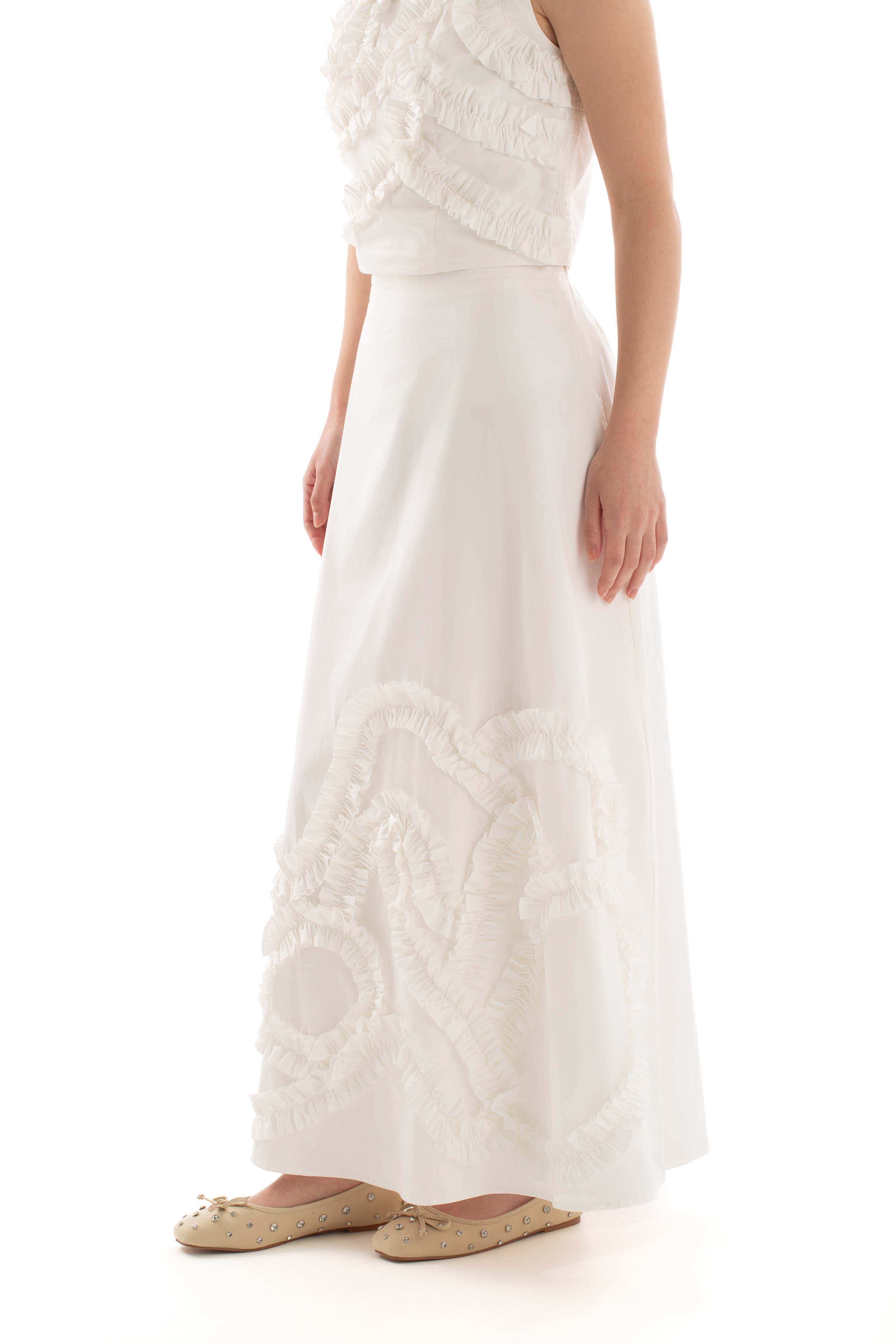 Zipped Maxi Skirt with Stitched Ruffles - Image 3