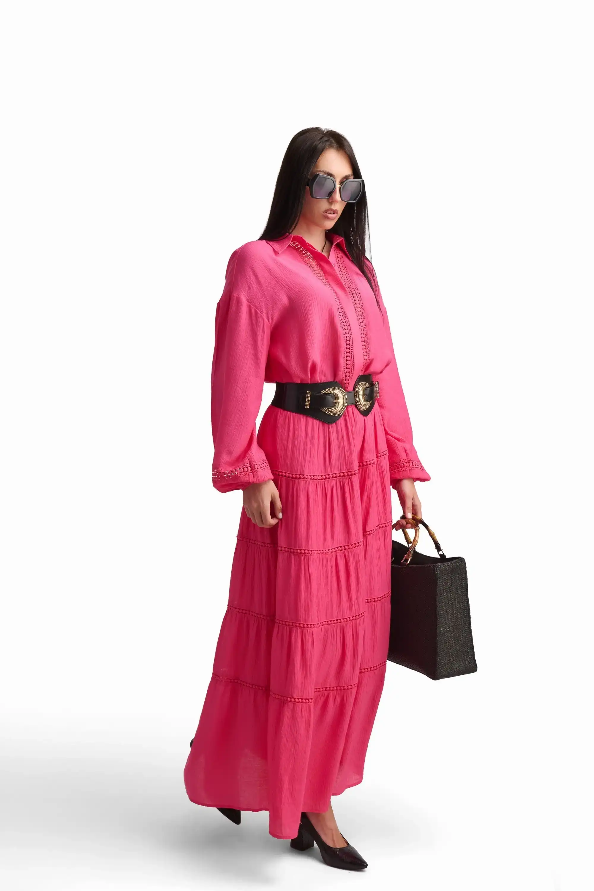Fuchsia Tiered Maxi Skirt - Image 4