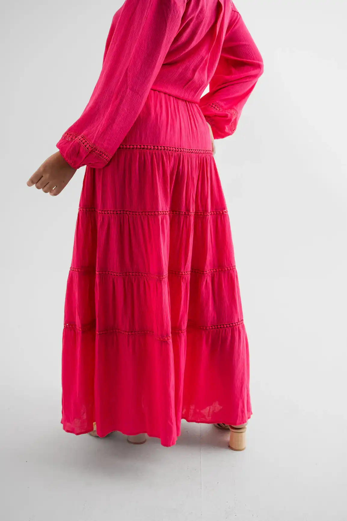 Fuchsia Tiered Maxi Skirt - Image 5