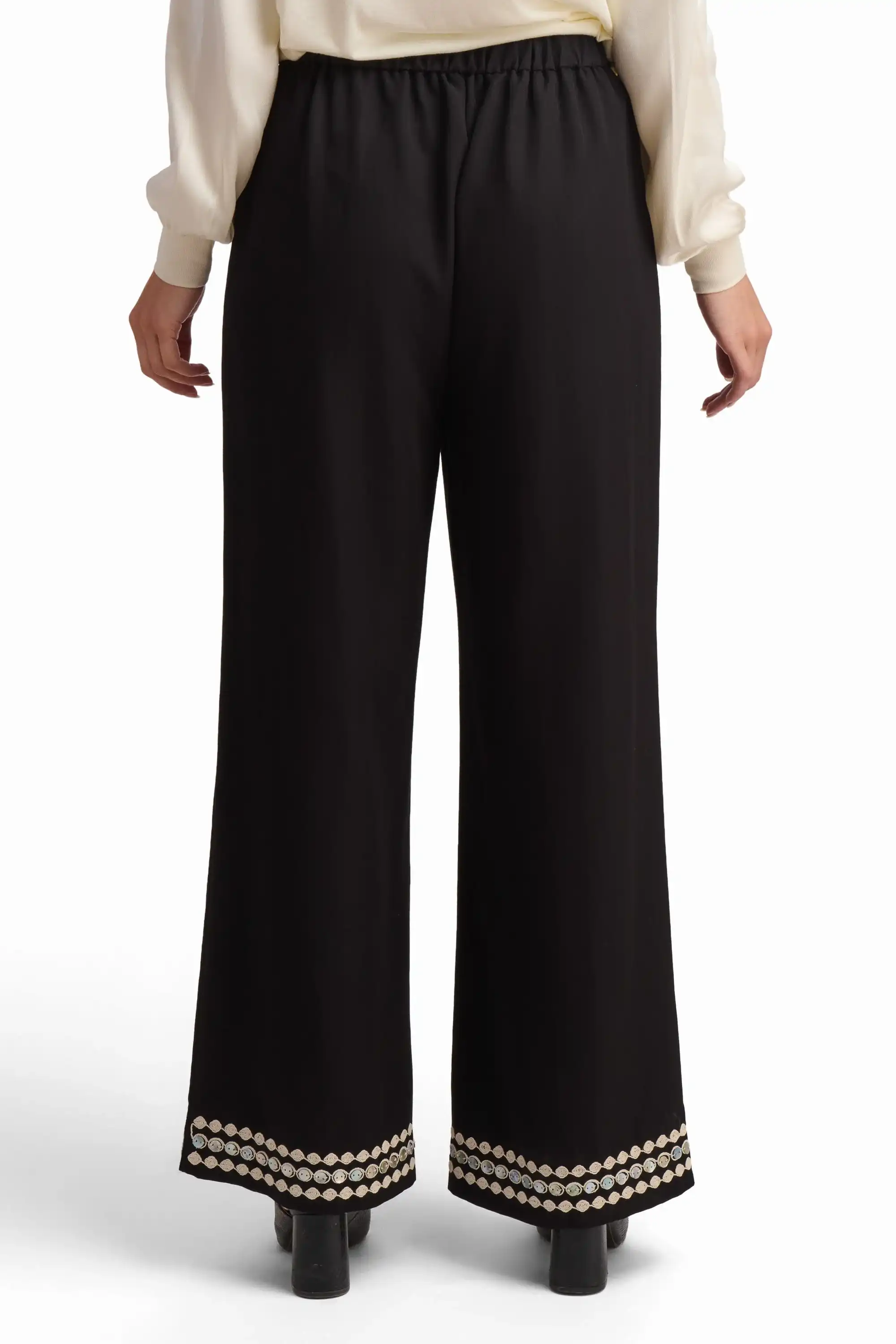 Black Trousers with Hem Detail - Image 3