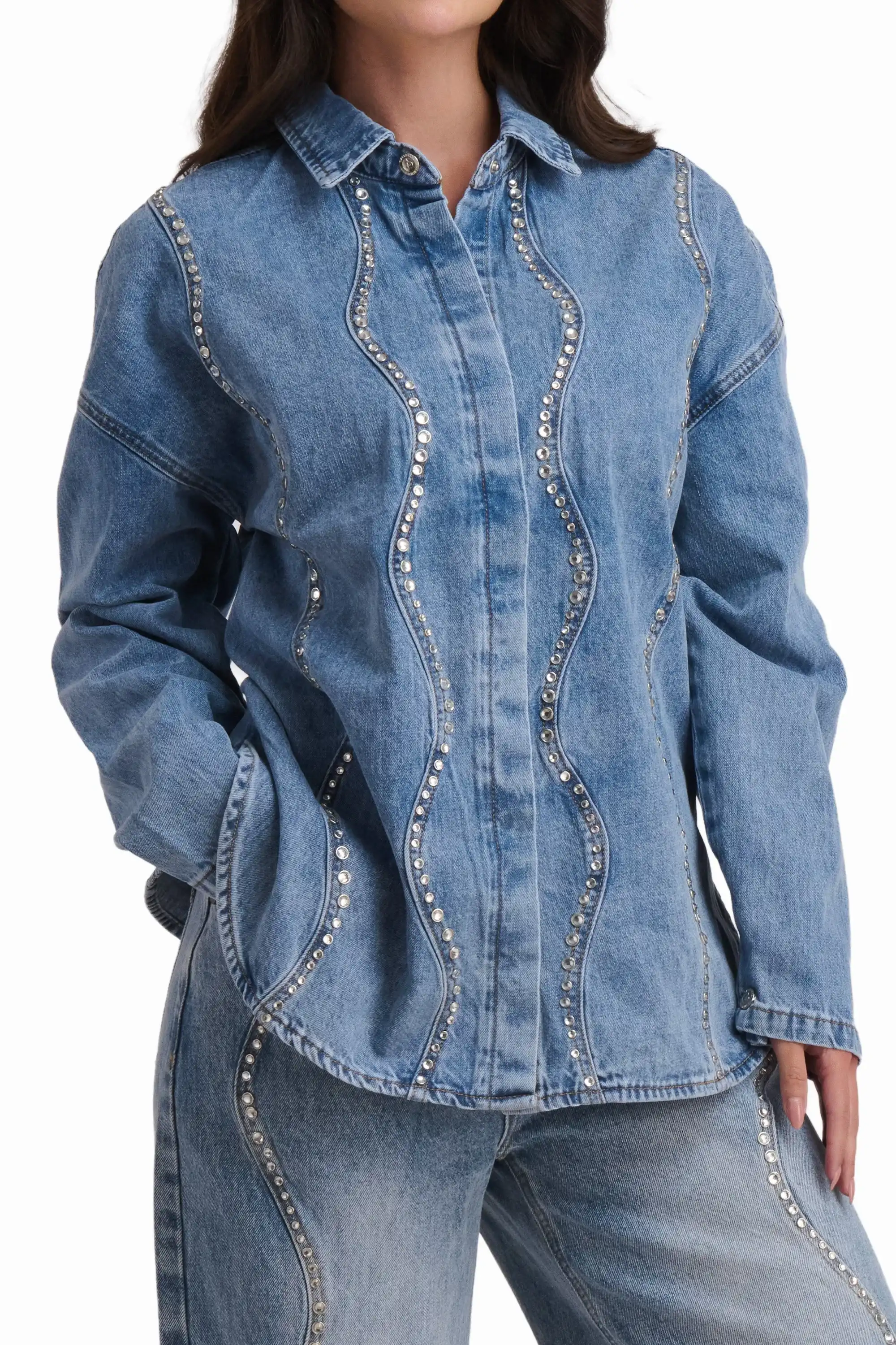 Crystal Wave Denim Shirt - Image 2