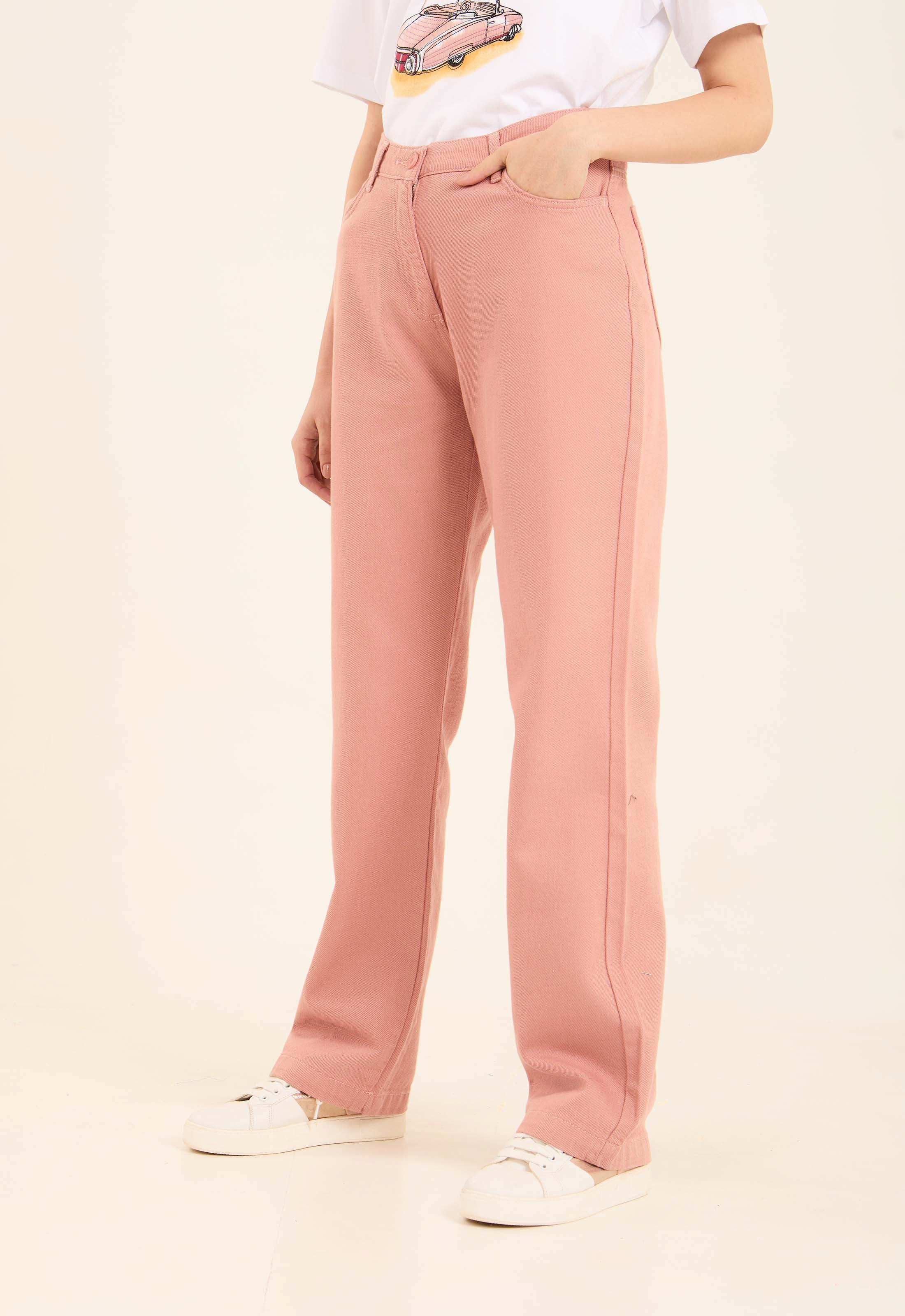 High-Waist Cotton Jeans with Wide Fit - Image 3