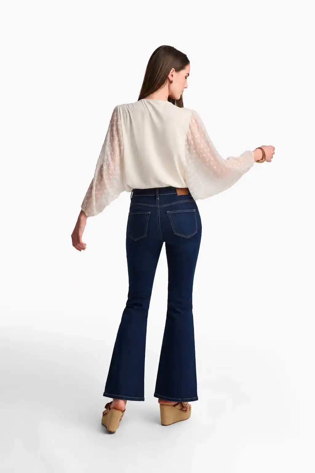 Dark Wash Flared Denim Pants - Image 3