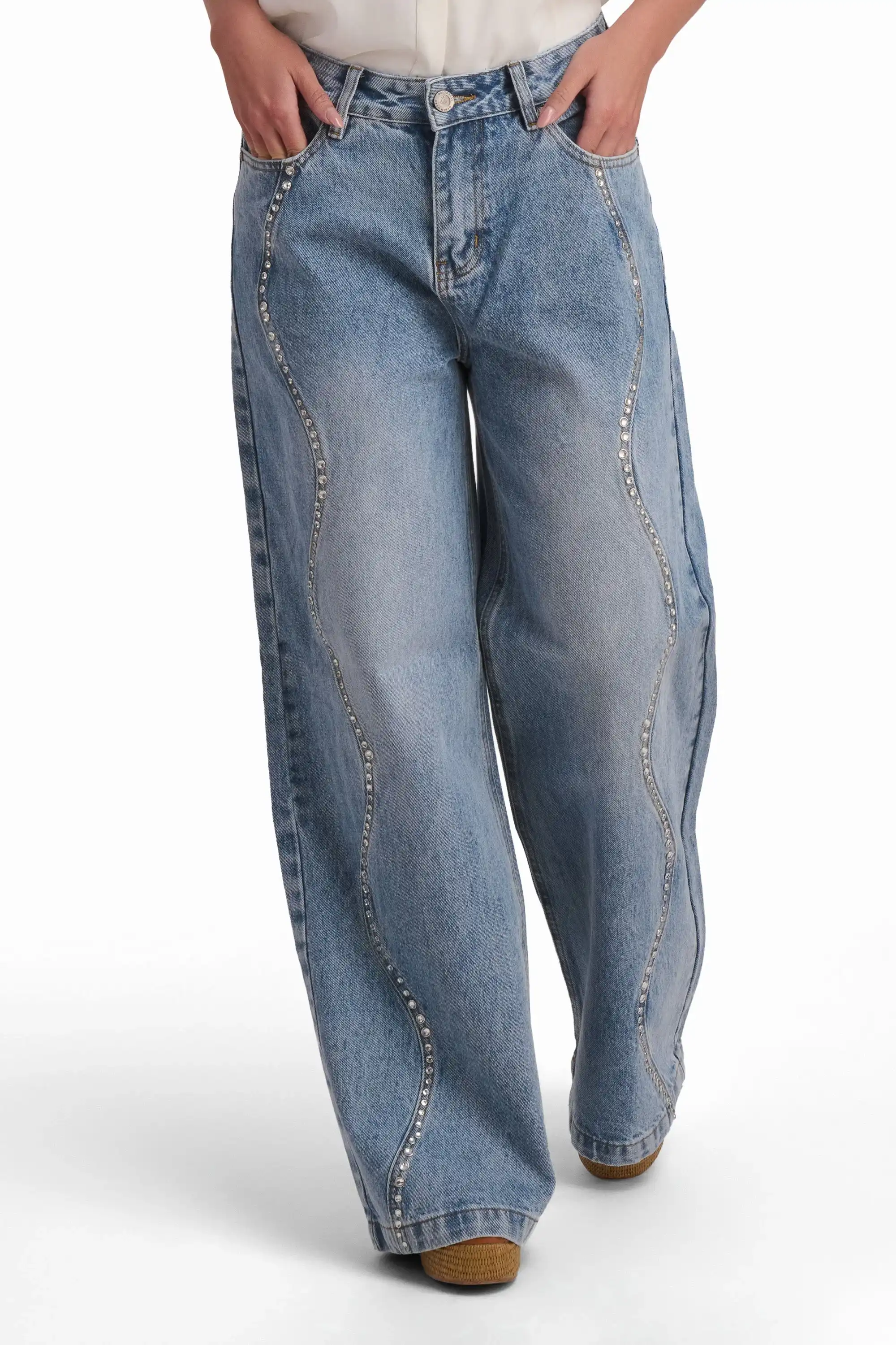 Crystal Wave Wide-Leg Jeans - Image 2