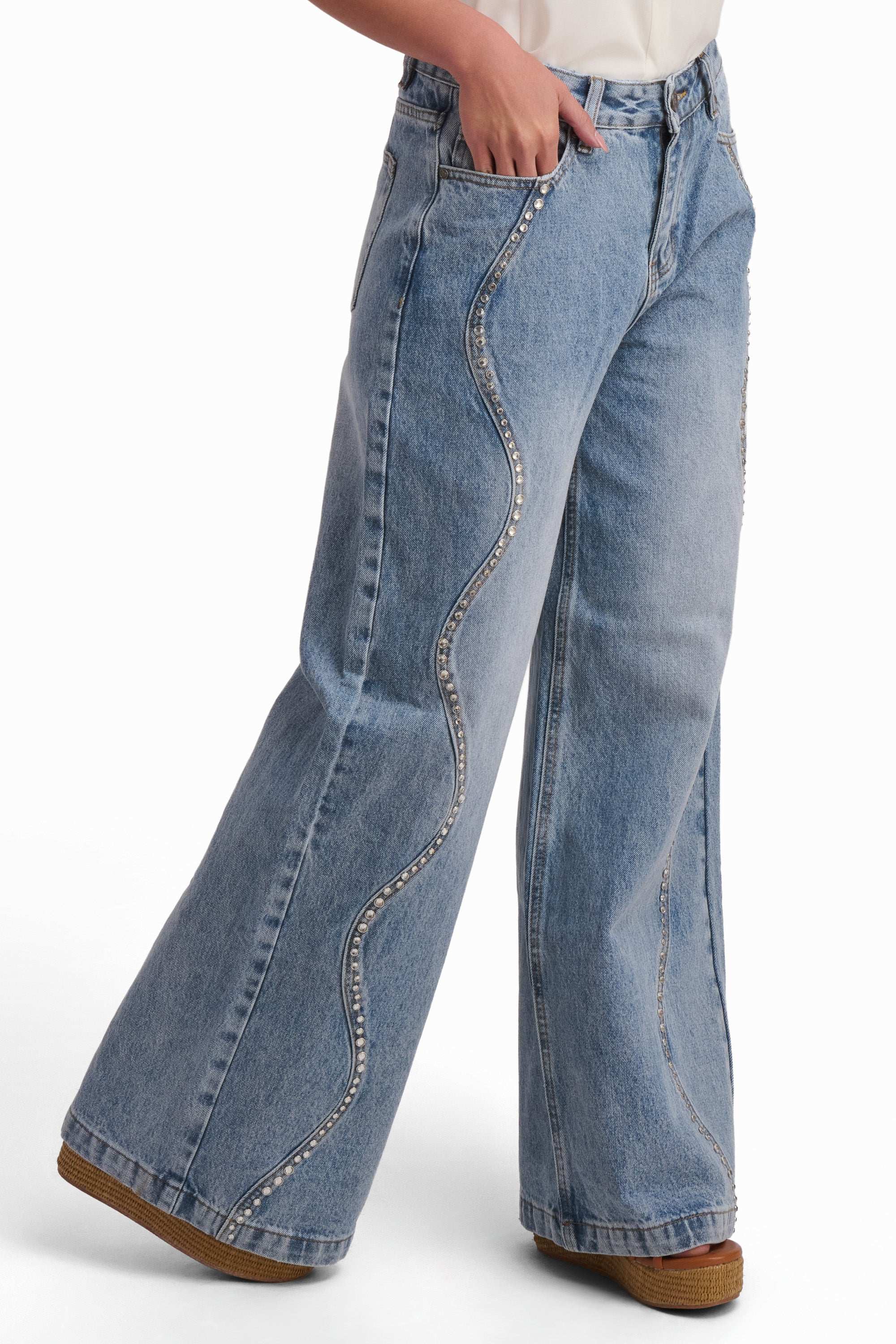 Crystal Wave Wide-Leg Jeans - Image 3
