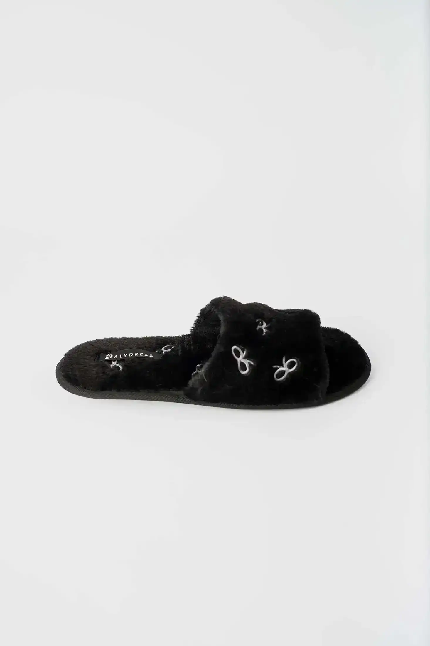 Embroidered Faux Fur Home Slippers - Image 3
