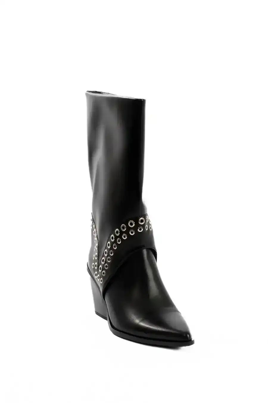 Studded Pointed Toe PU Boots - Image 2