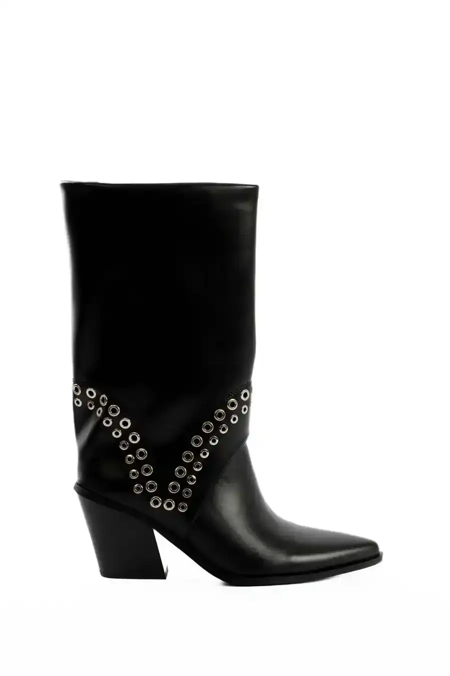 Studded Pointed Toe PU Boots - Image 3
