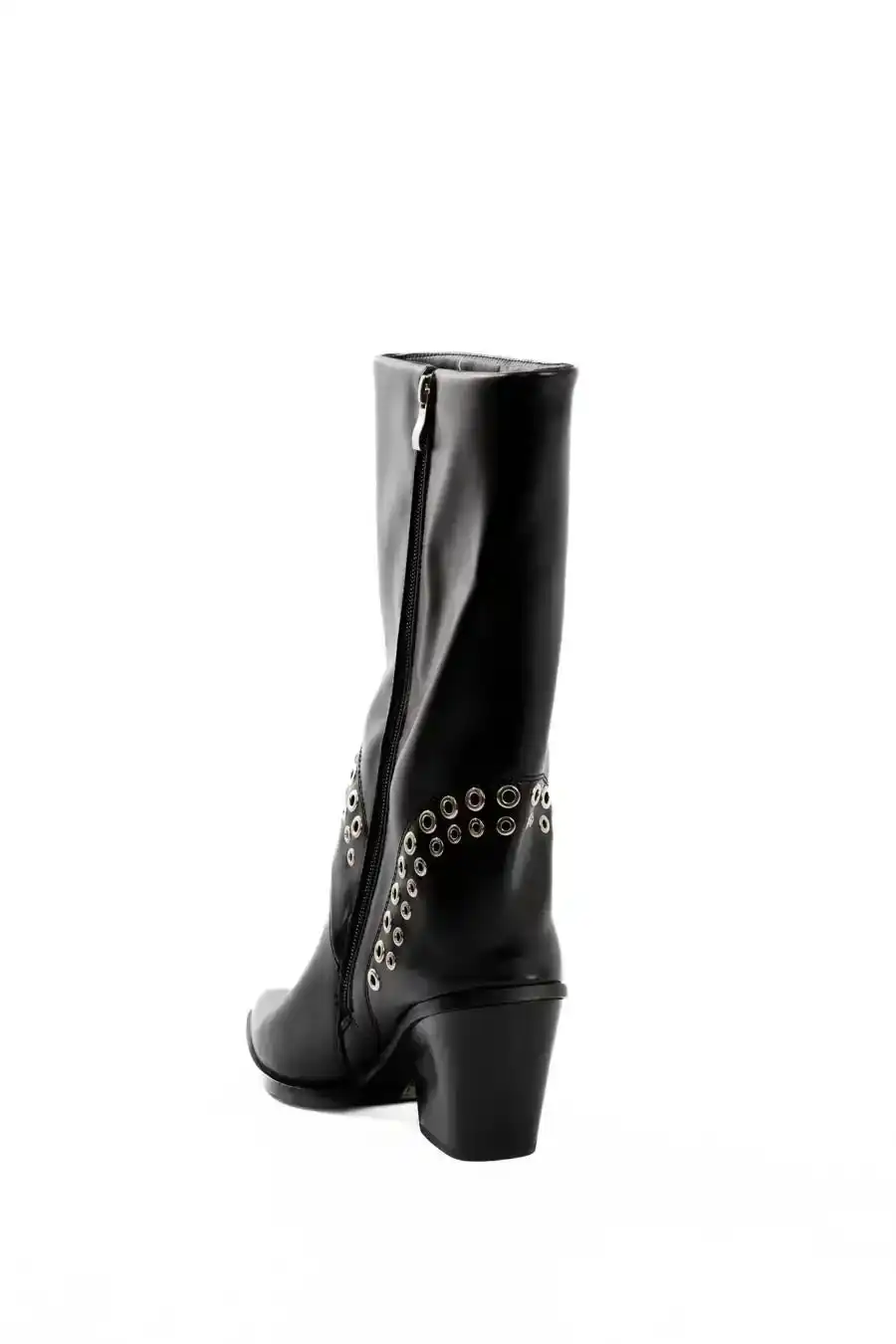 Studded Pointed Toe PU Boots - Image 4