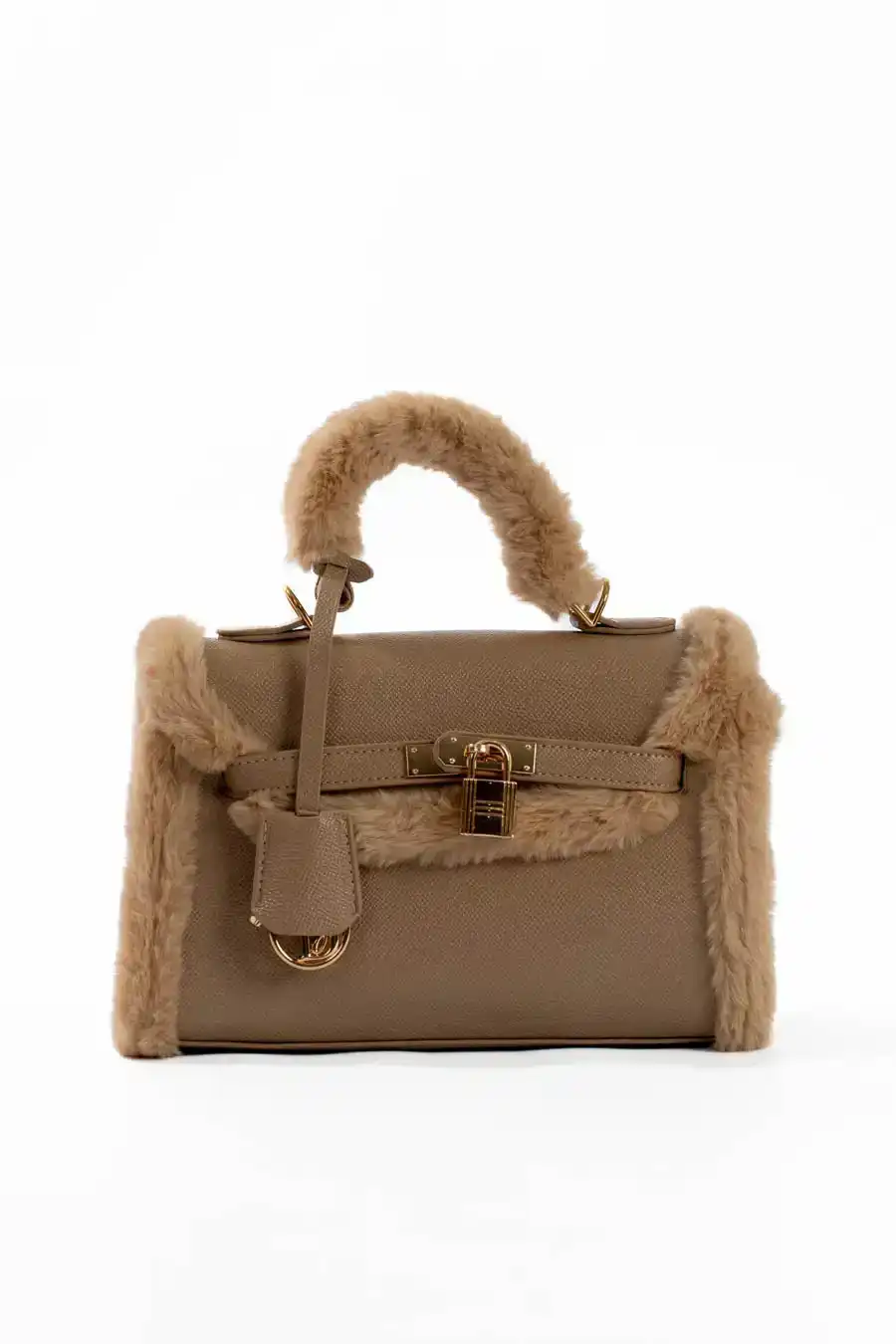 Fur Trim Elevated Top-Handle Bag - Image 2
