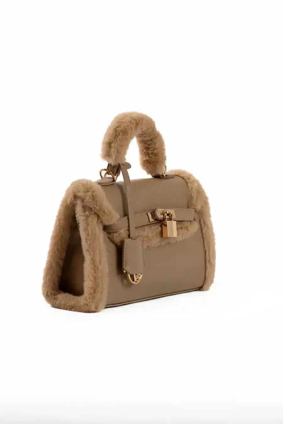 Fur Trim Elevated Top-Handle Bag - Image 5