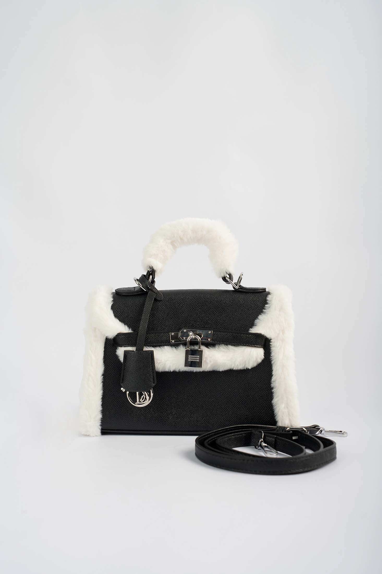 Fur Trim Elevated Top-Handle Bag - Image 3