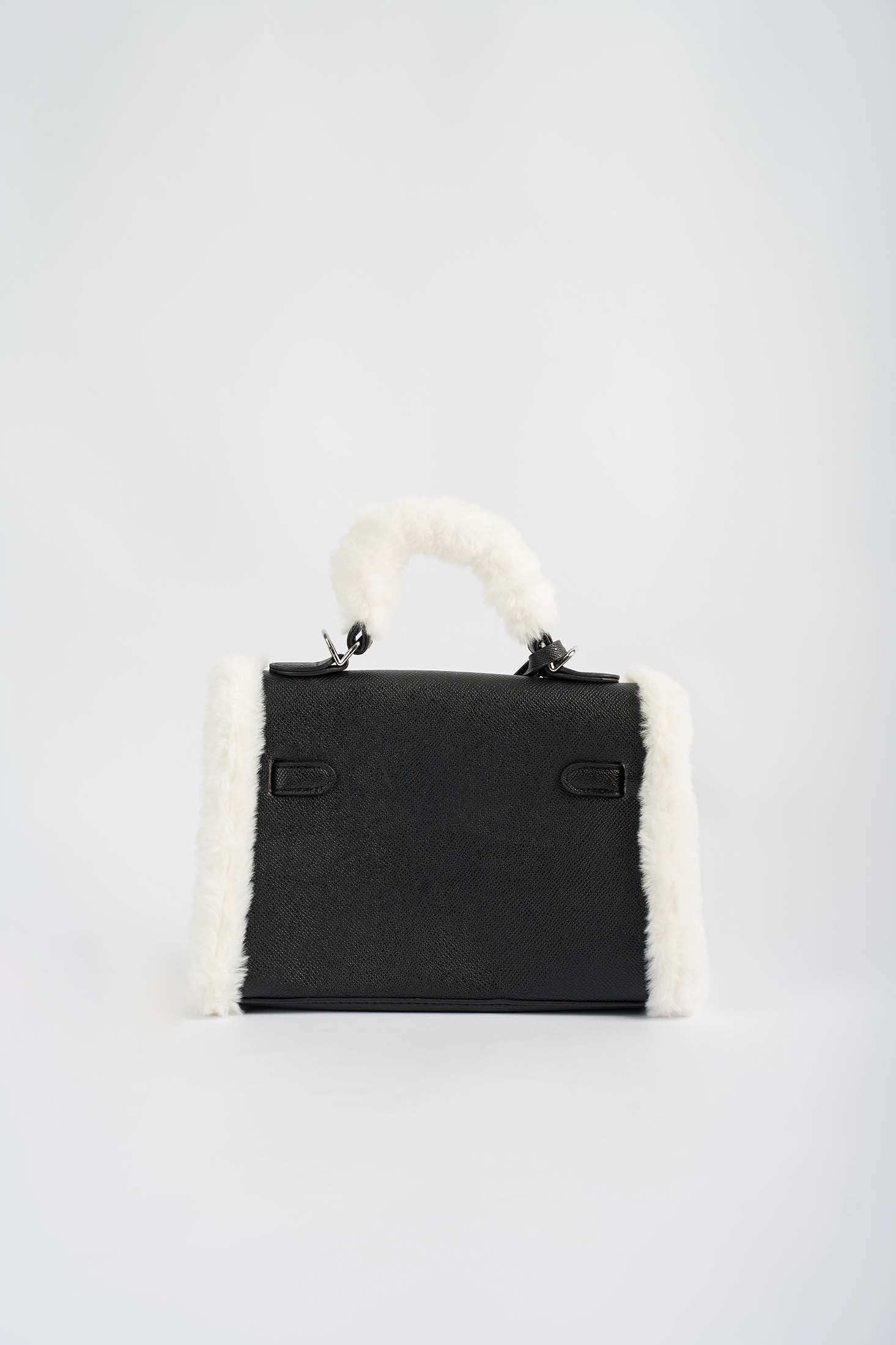 Fur Trim Elevated Top-Handle Bag - Image 4
