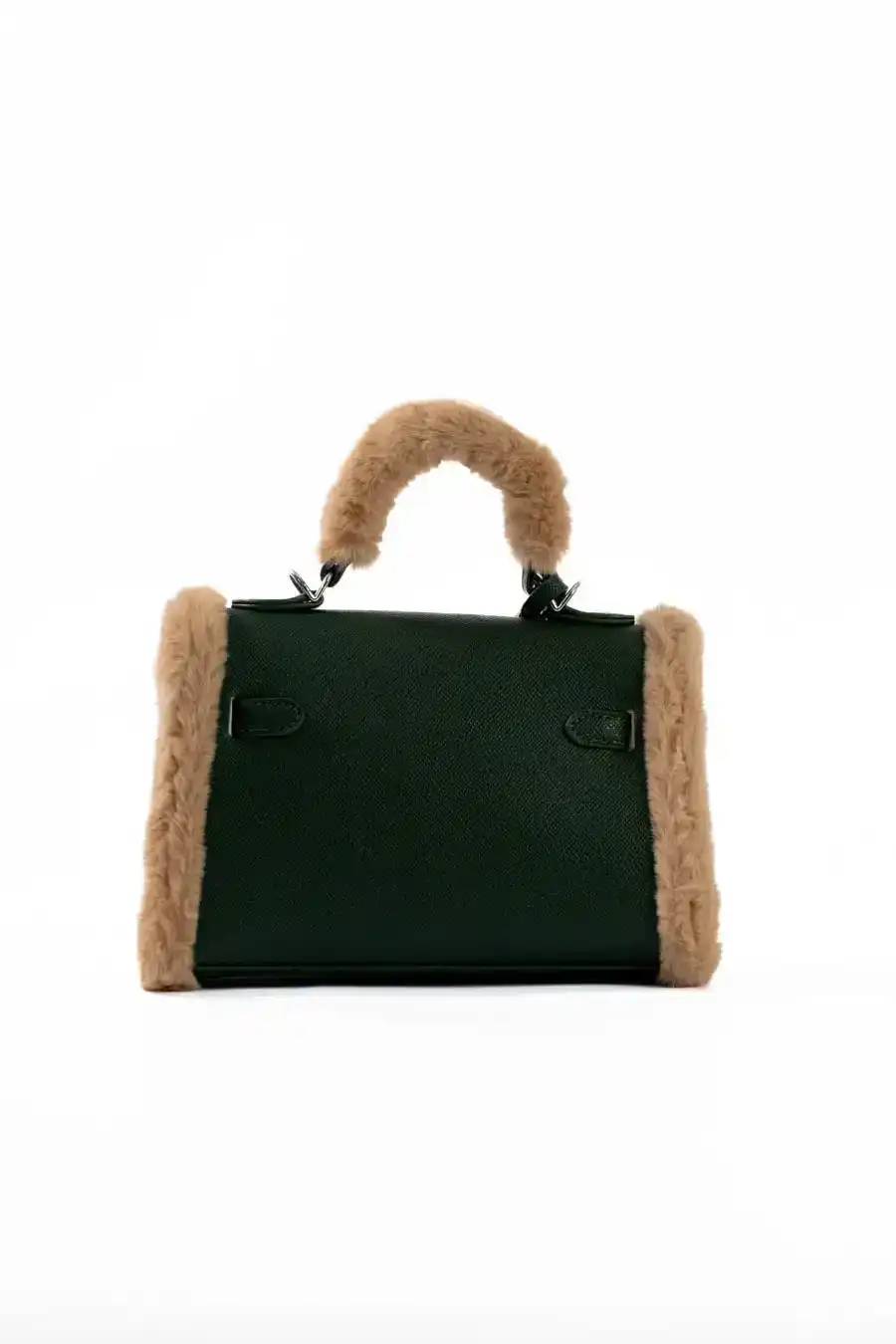 Fur Trim Elevated Top-Handle Bag - Image 3