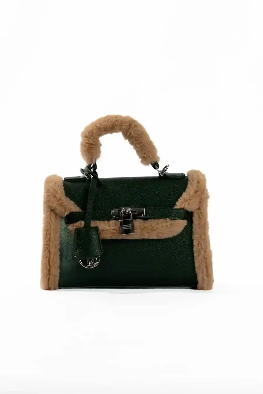 Fur Trim Elevated Top-Handle Bag - Image 4