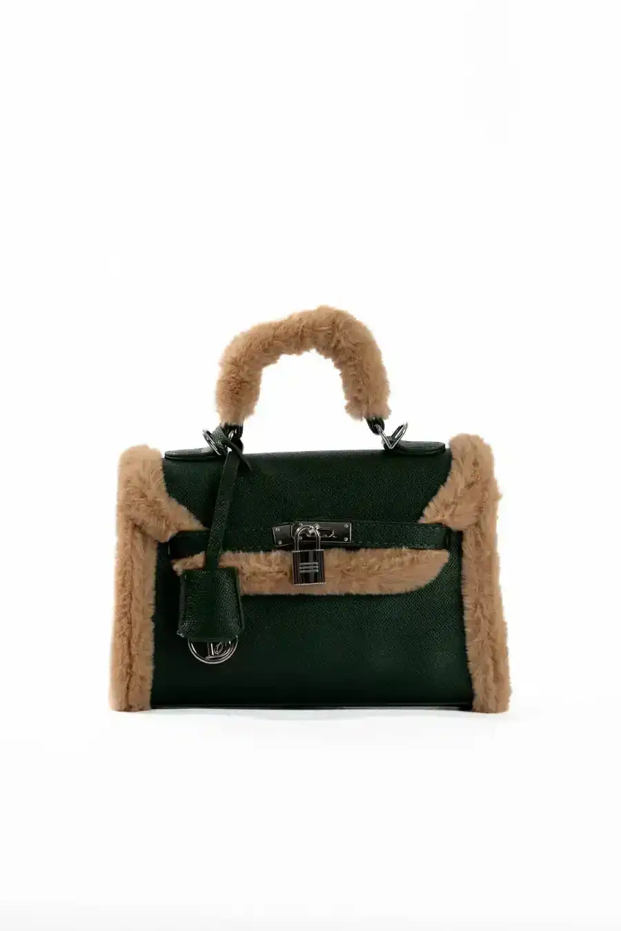 Fur Trim Elevated Top-Handle Bag - Image 5