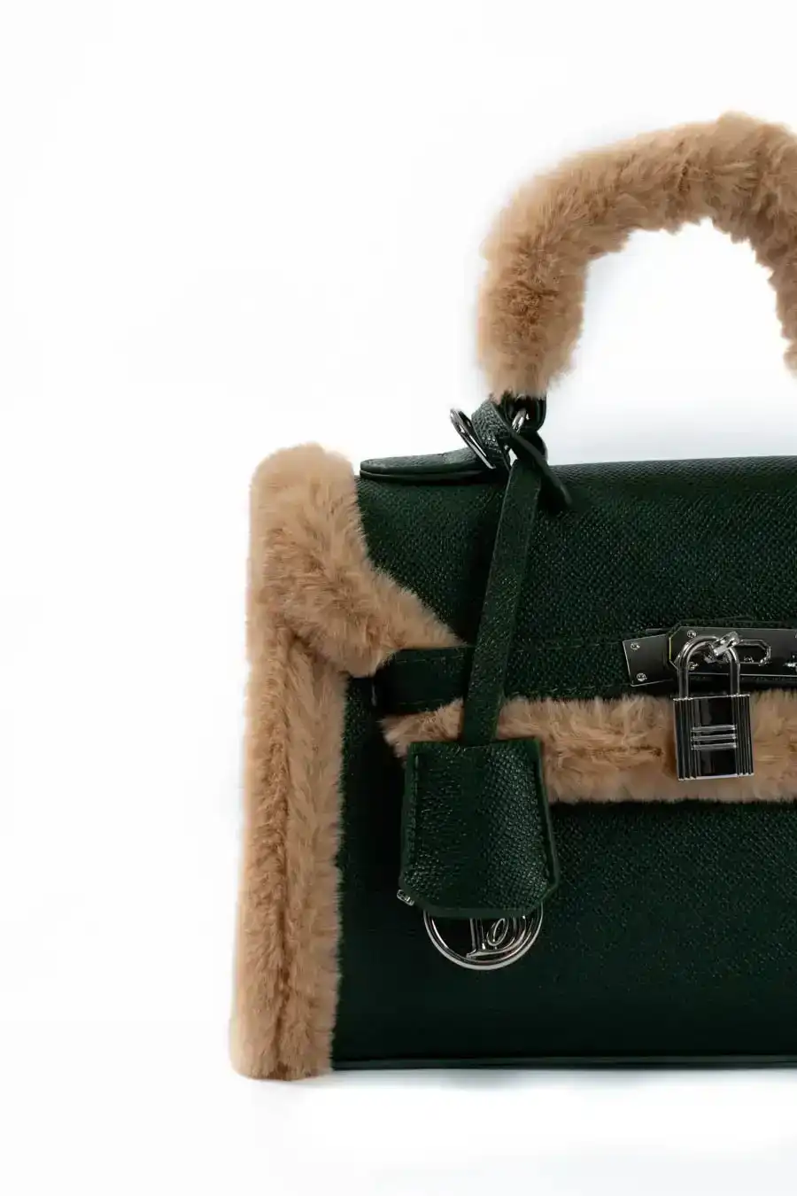 Fur Trim Elevated Top-Handle Bag - Image 6