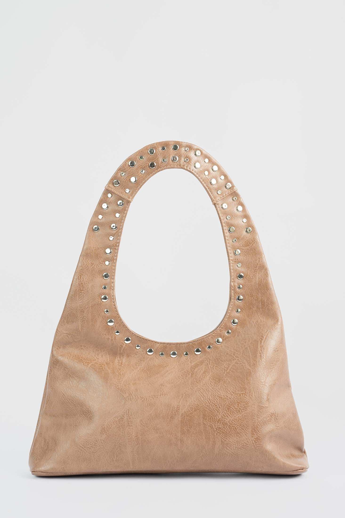 Nude Studded Hobo Bag - Image 3