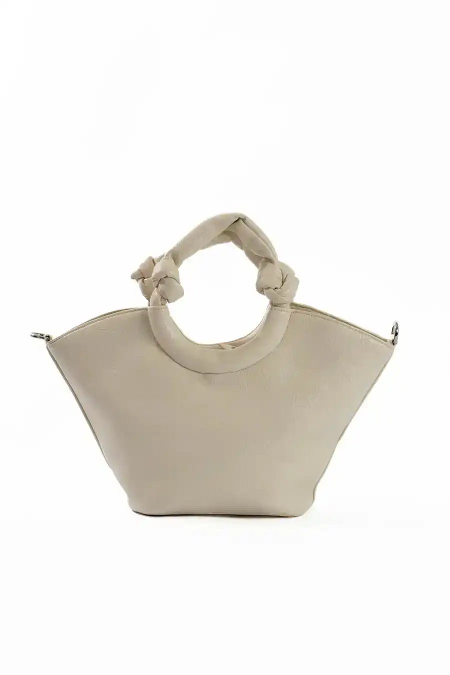 Circular Knotted Handle Leather Handbag - Image 5