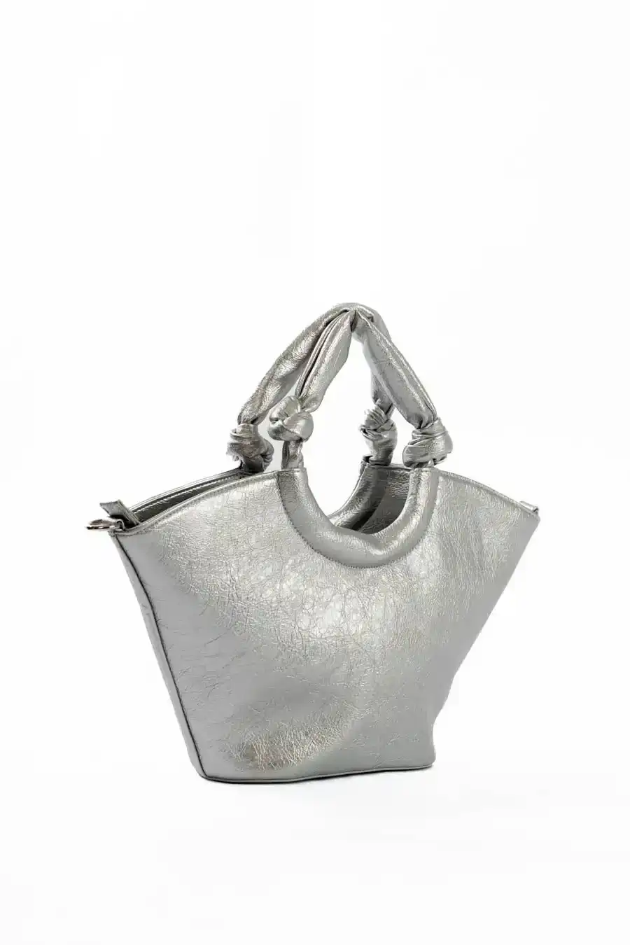 Circular Knotted Handle Leather Handbag - Image 2