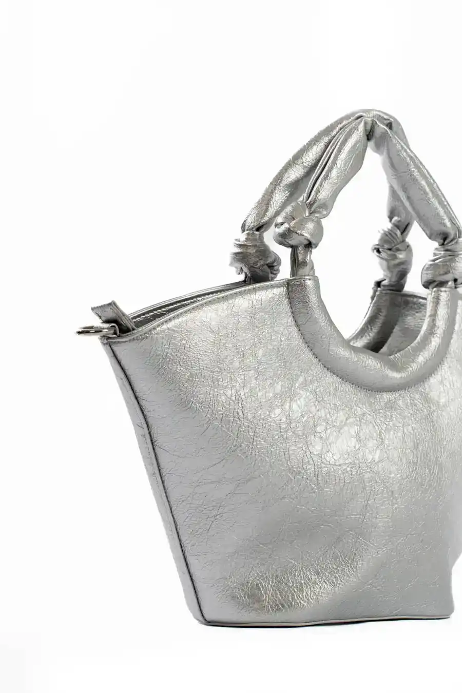 Circular Knotted Handle Leather Handbag - Image 3