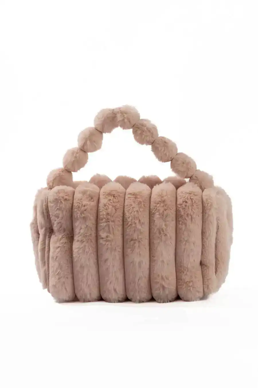 Stylish Beaded Fur Plush Handbag - Image 2