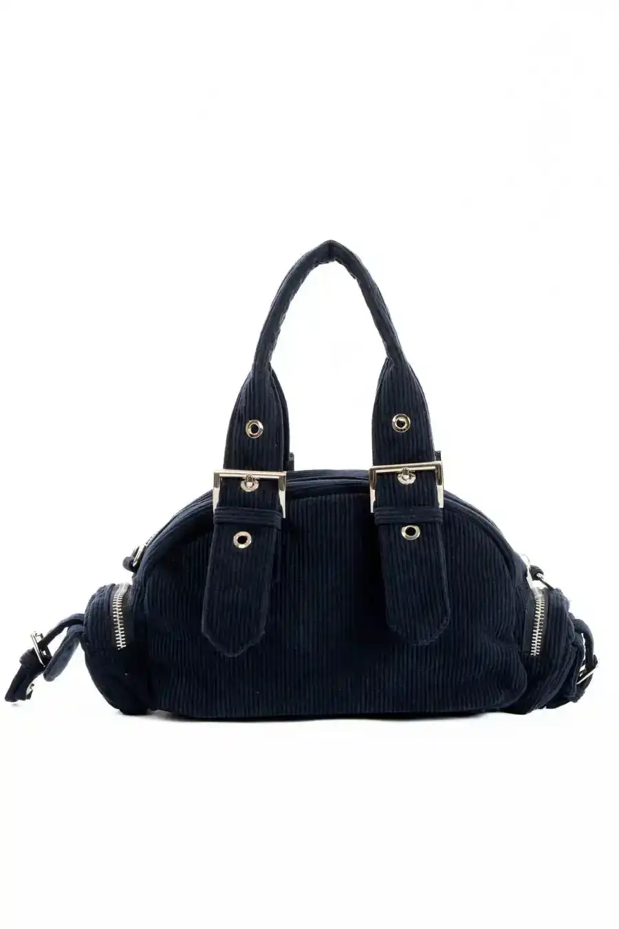 Corduroy Buckled Handle Casual Handbag - Image 4