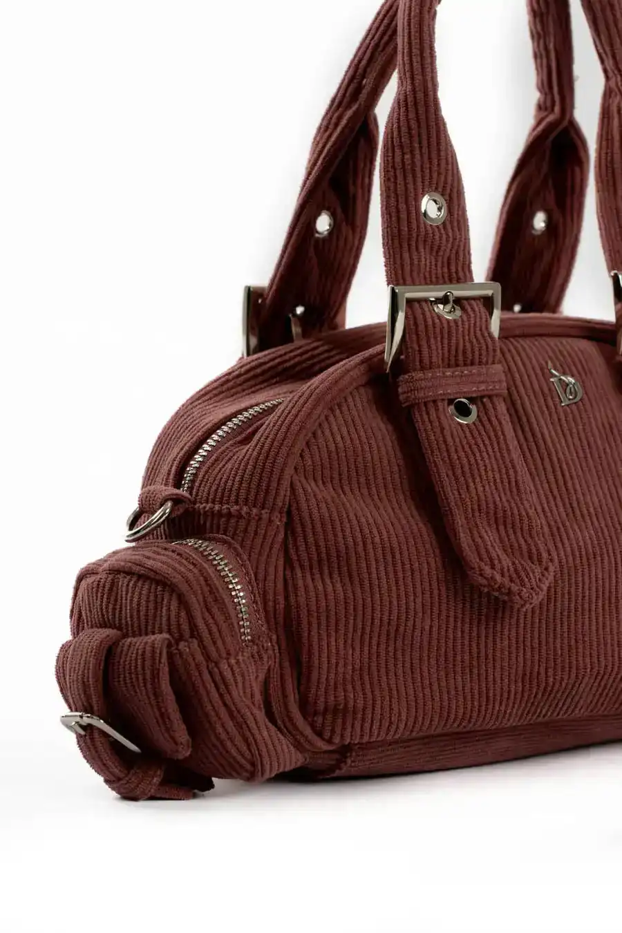 Corduroy Buckled Handle Casual Handbag - Image 5