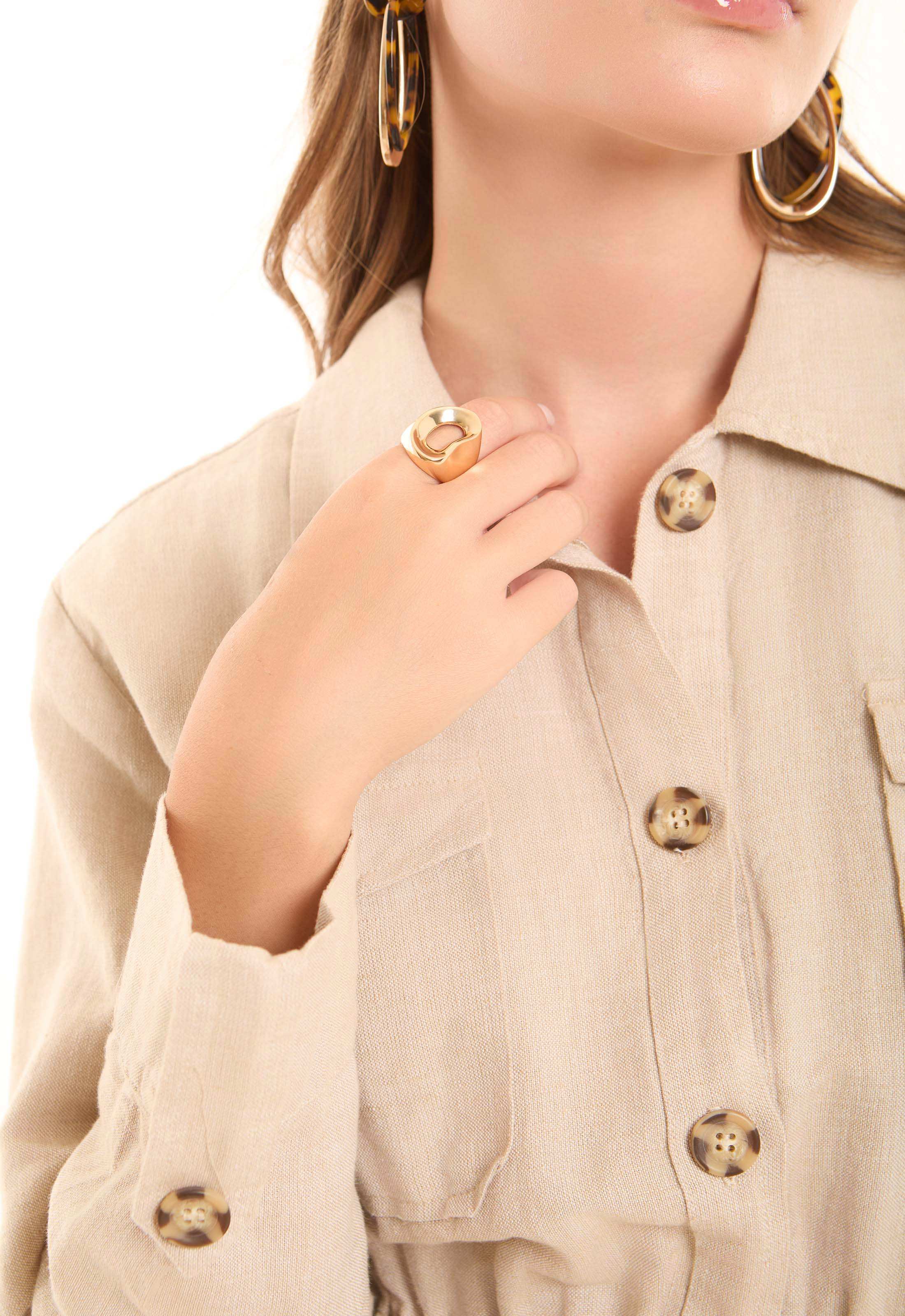 Sculpted Irregular Hollow Statement Ring - Image 3