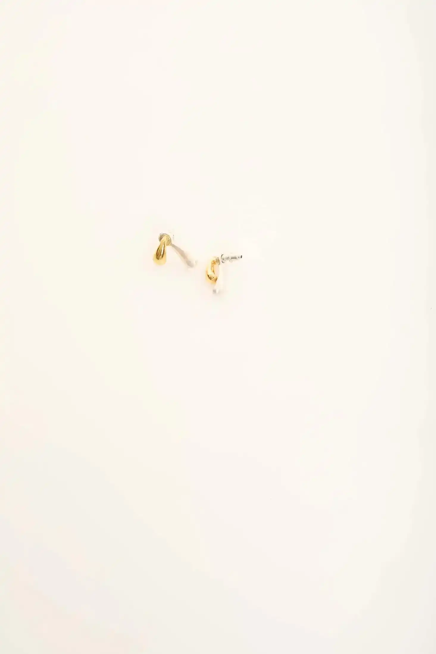 Dual Tone Teardrop Stud Earrings - Image 2